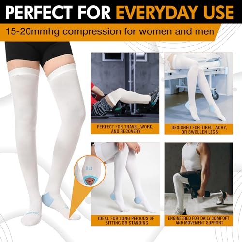 TED Hose Thigh High Anti Embolism Stockings for Women & Men, Large (1 Pair)