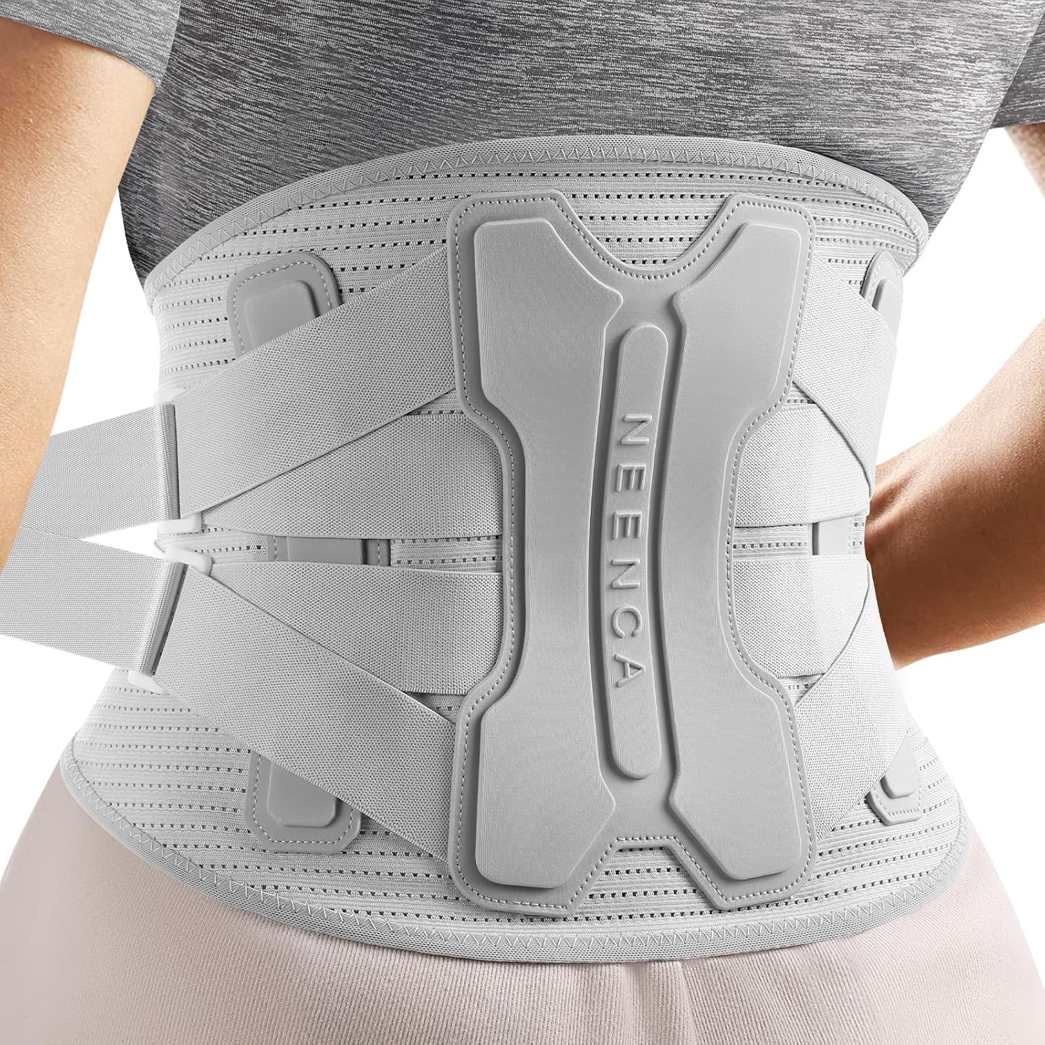NEENCA Back Brace Pain Relief Bionic Support System UNISEX Gray Size 3XXX