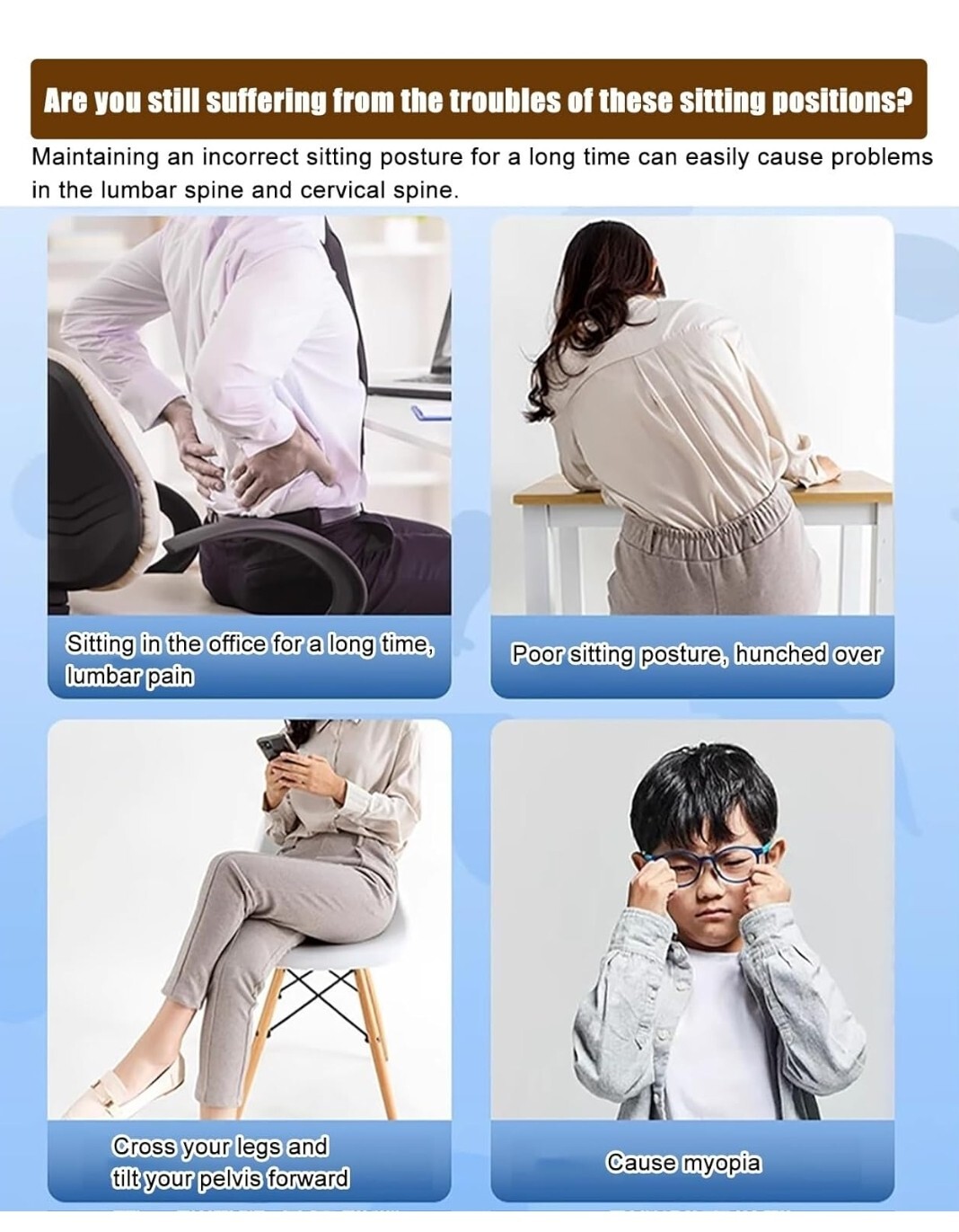 Lower Back Support Posture Corrector, Ergonomic Support Chair for Back Pain Reli