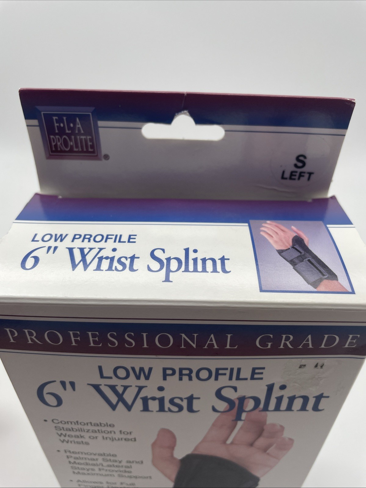 FLA PRO-LITE BLACK 6″ SMALL LEFT WRIST SPLINT PROFESSIONAL GRADE New In Box