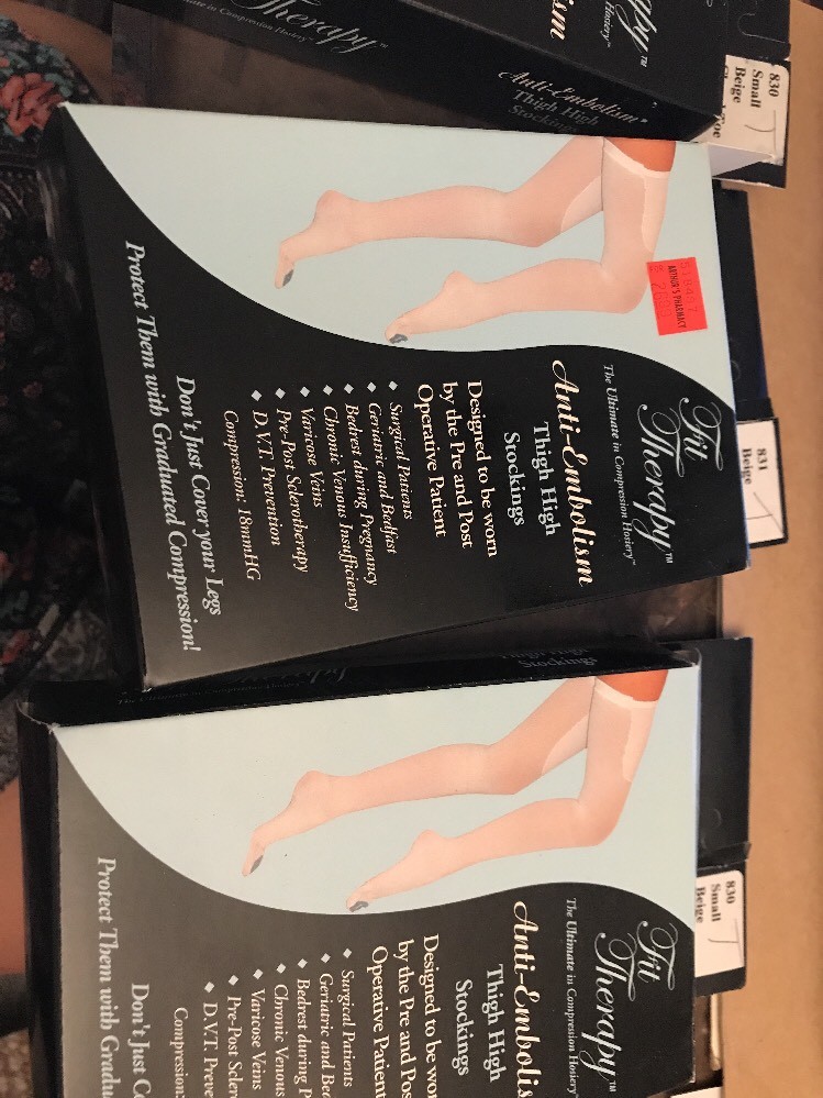 Anti Embolism THIGH Stockings 18mmHg Compression CLOSED Toe Supports Surgery