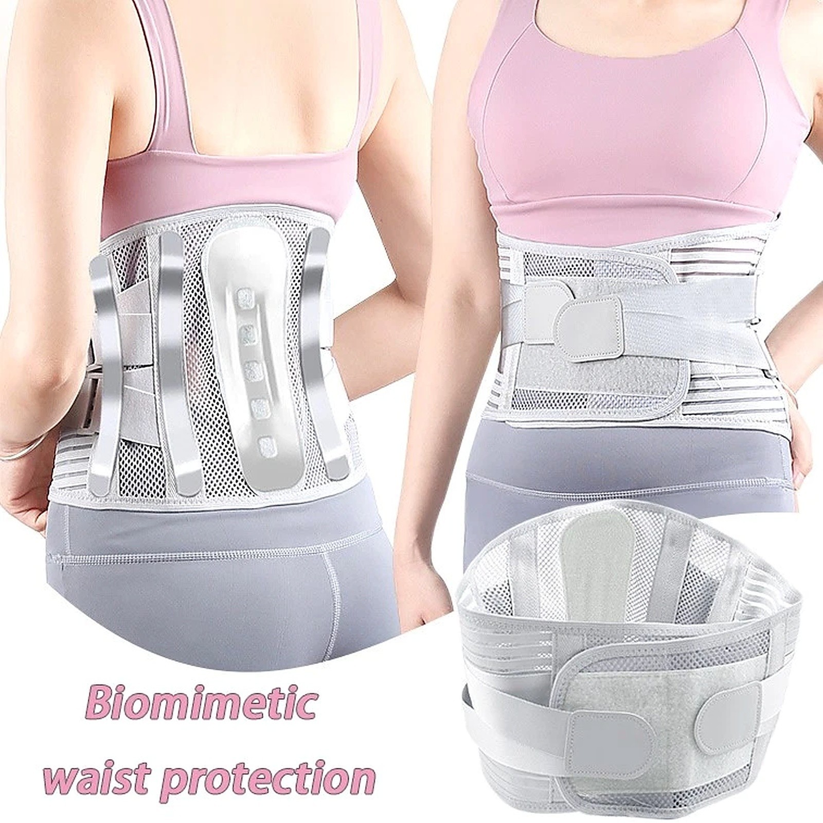 Adjustable Back Brace Lumbar Support Belt Steel Plates for Men Women Pain Relief
