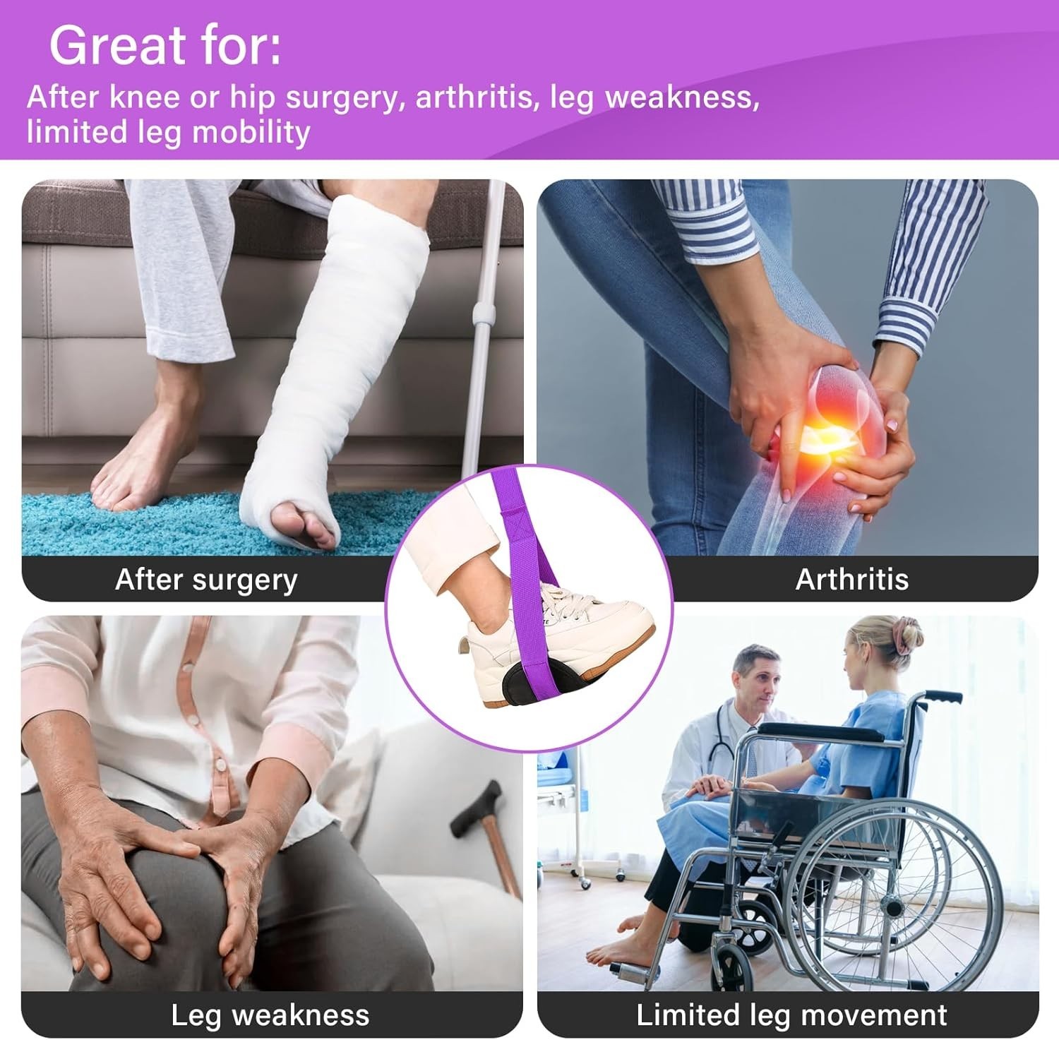 Portable Leg Lifter with Non-Slip Loop – Ideal for Stroke & Post-Surgery Rehab