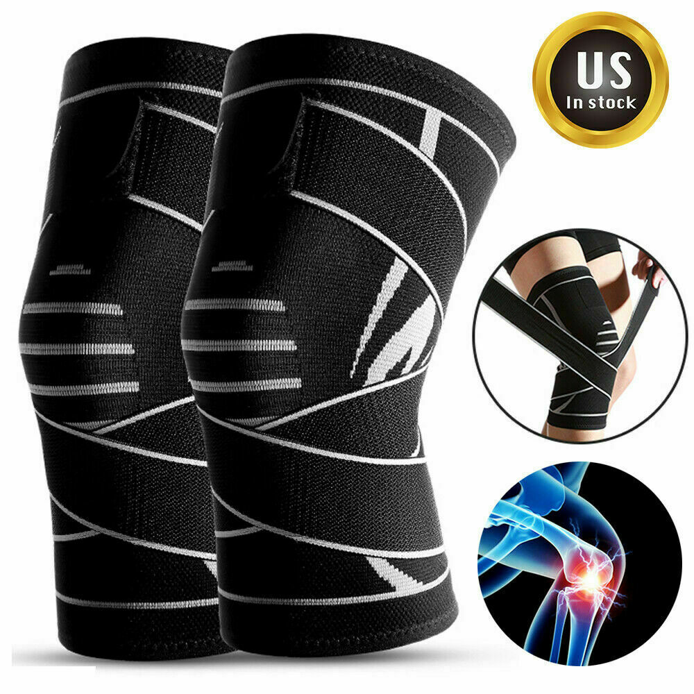 1 Pair Knee Braces Sleeve Support Pattela For Sports Joint Pain Arthritis Relief