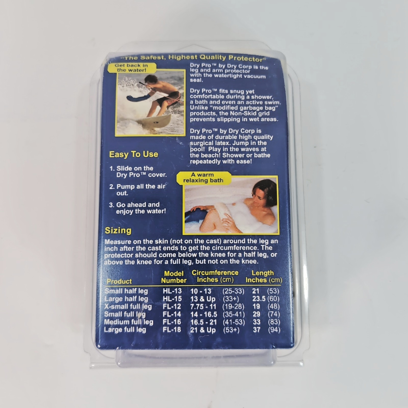 DryPro Waterproof Leg Protector Size X-Smal Full Leg FL 12 Swim Shower Bathe USA