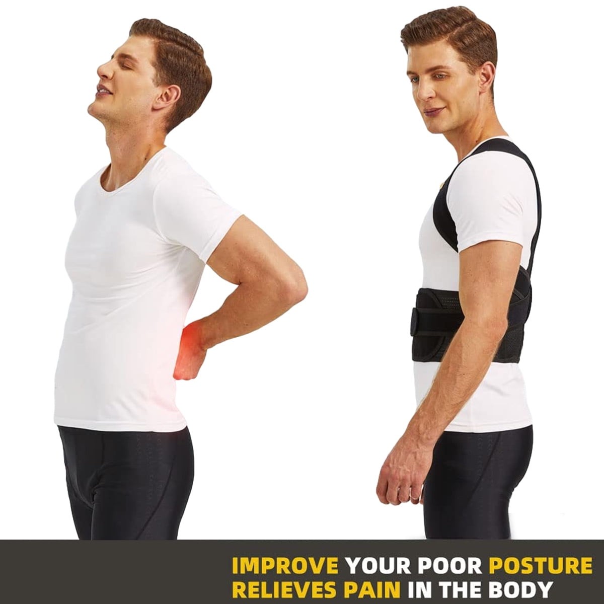 Gearari Upper Back Brace Posture Corrector for Unisex – Black