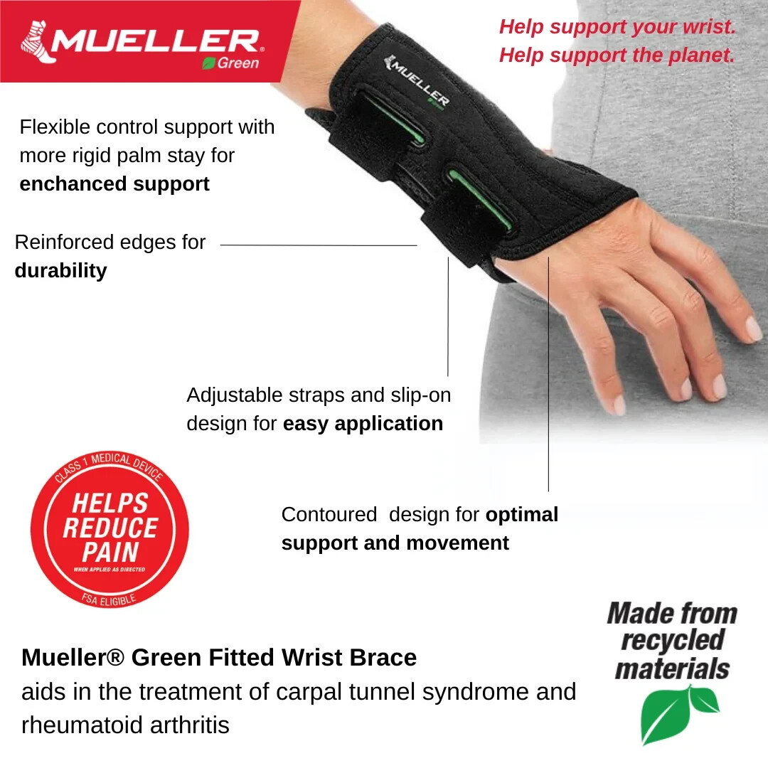 Mueller Green Fitted Wrist Brace LEFT OR RIGHT