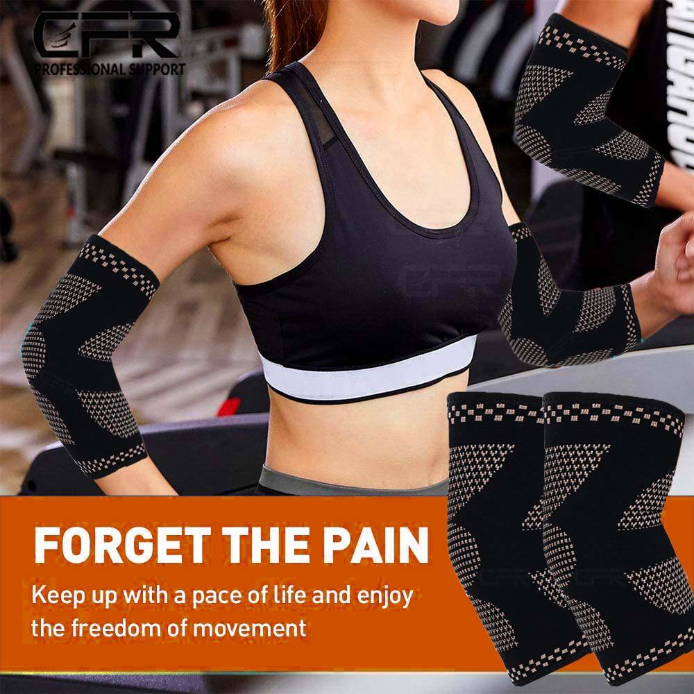 Copper Tennis Elbow Brace Support Compression Sleeve Arthritis Arm Joint Pain