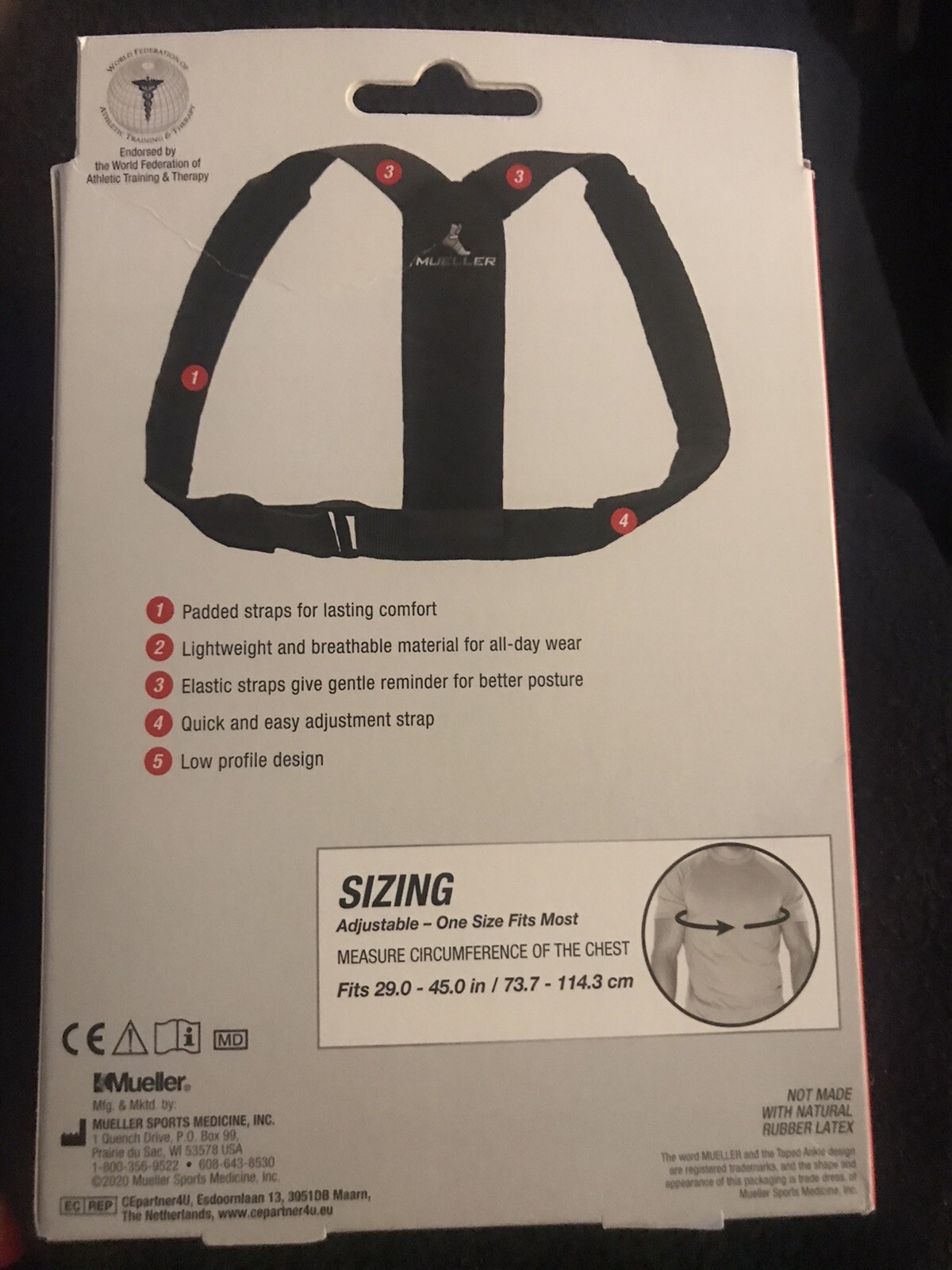 Mueller Sports Medicine Adjustable Posture Corrector, Black, One Size Fits Most