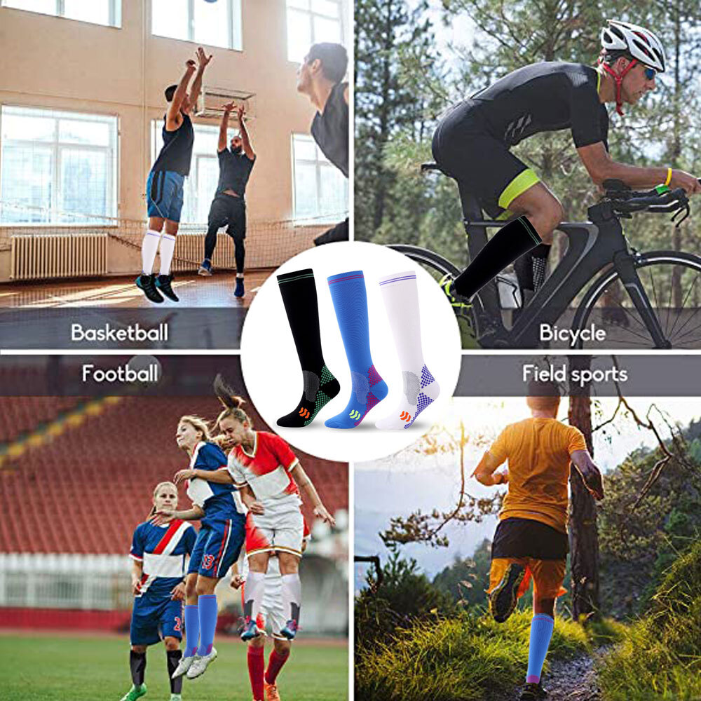 3Pair Physix Gear Compression Socks 20-30 mmhg For Men Women Pressure Socks