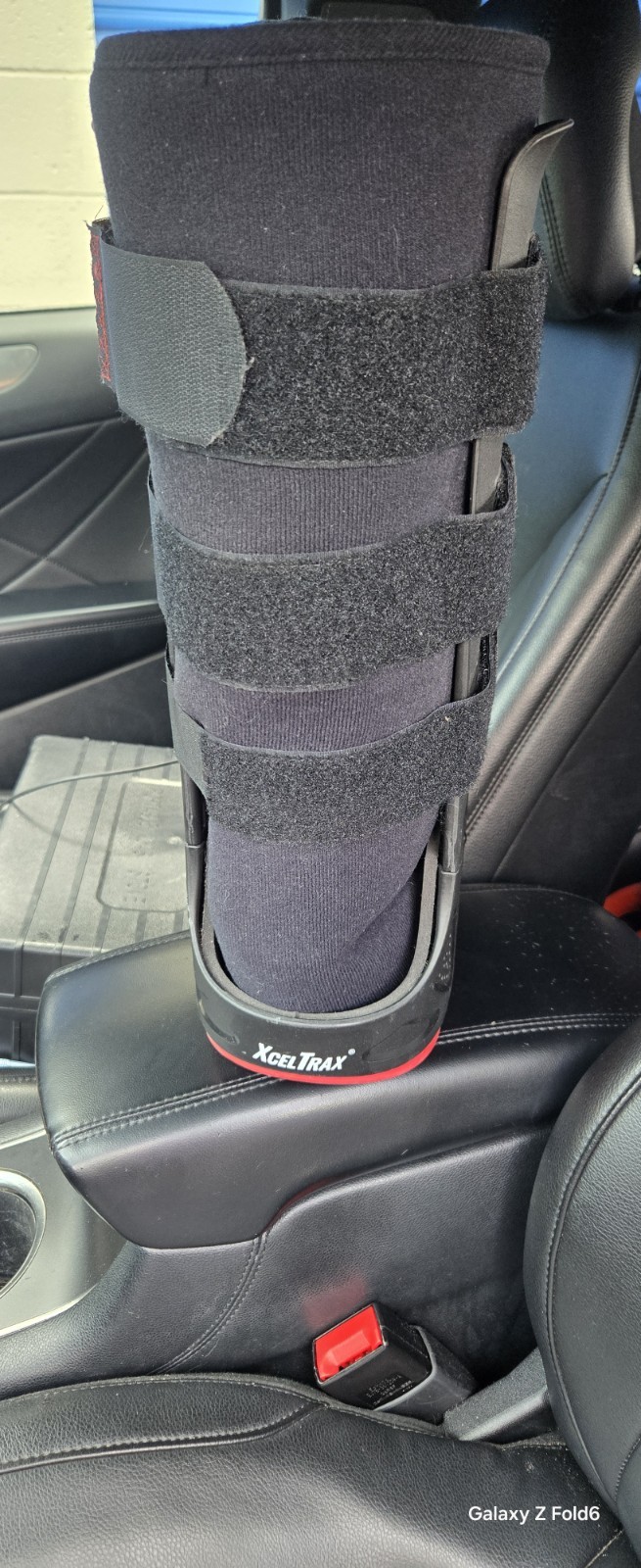 XcelTrax Tall Walking Boot Brace One Size Adjustable Black/Red Foot Ankle