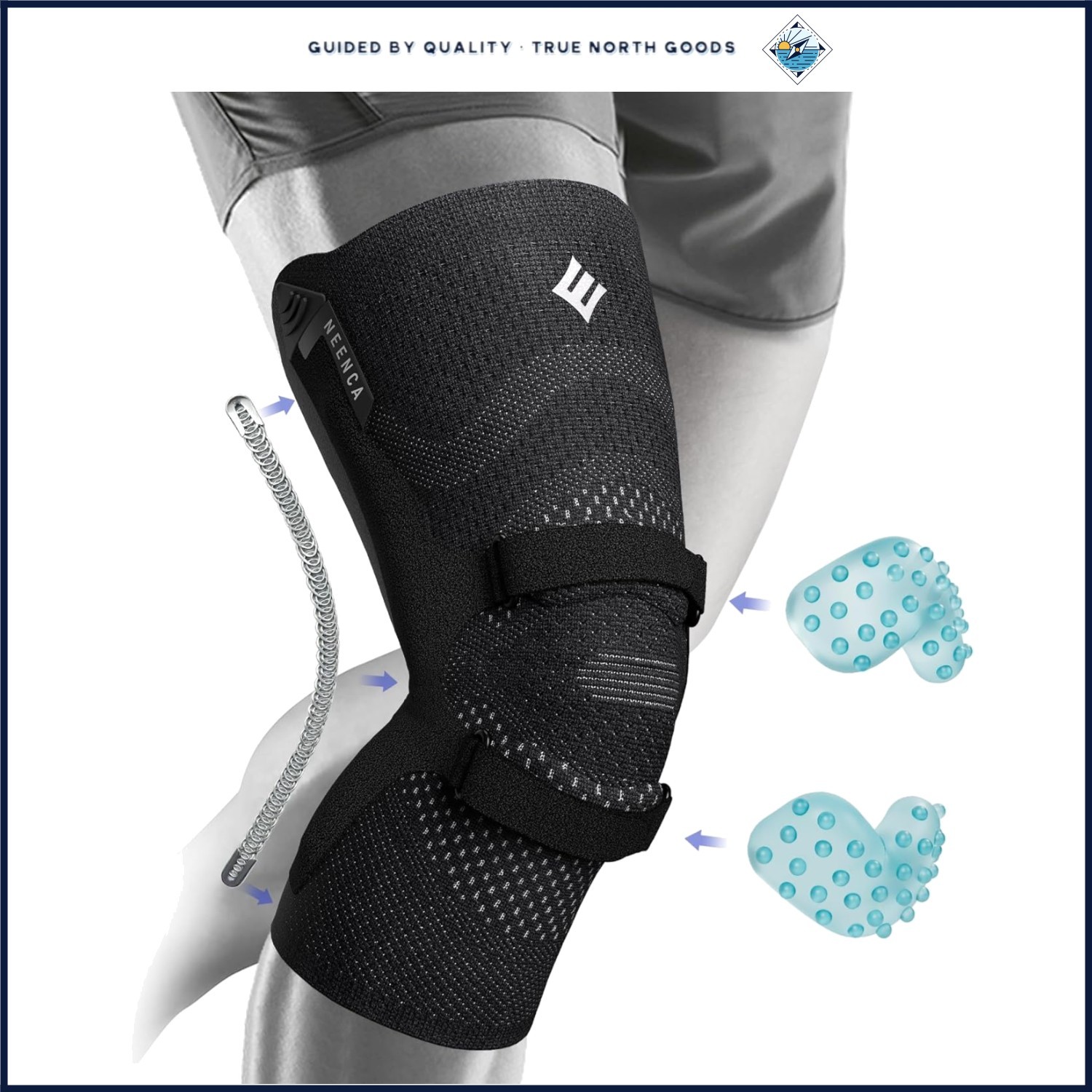 Knee Support Sleeve with Patella Strap, Non-Slip Stabilizers for Injury Recovery