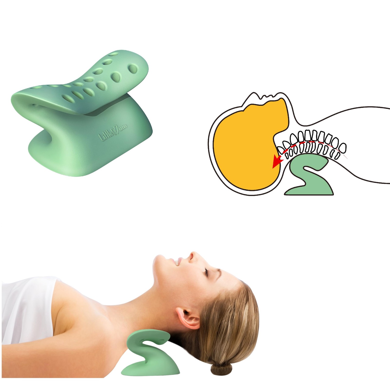 Neck Stretcher, Cervical Traction Pillow, Ergonomical Cervical Aliganment Dev…