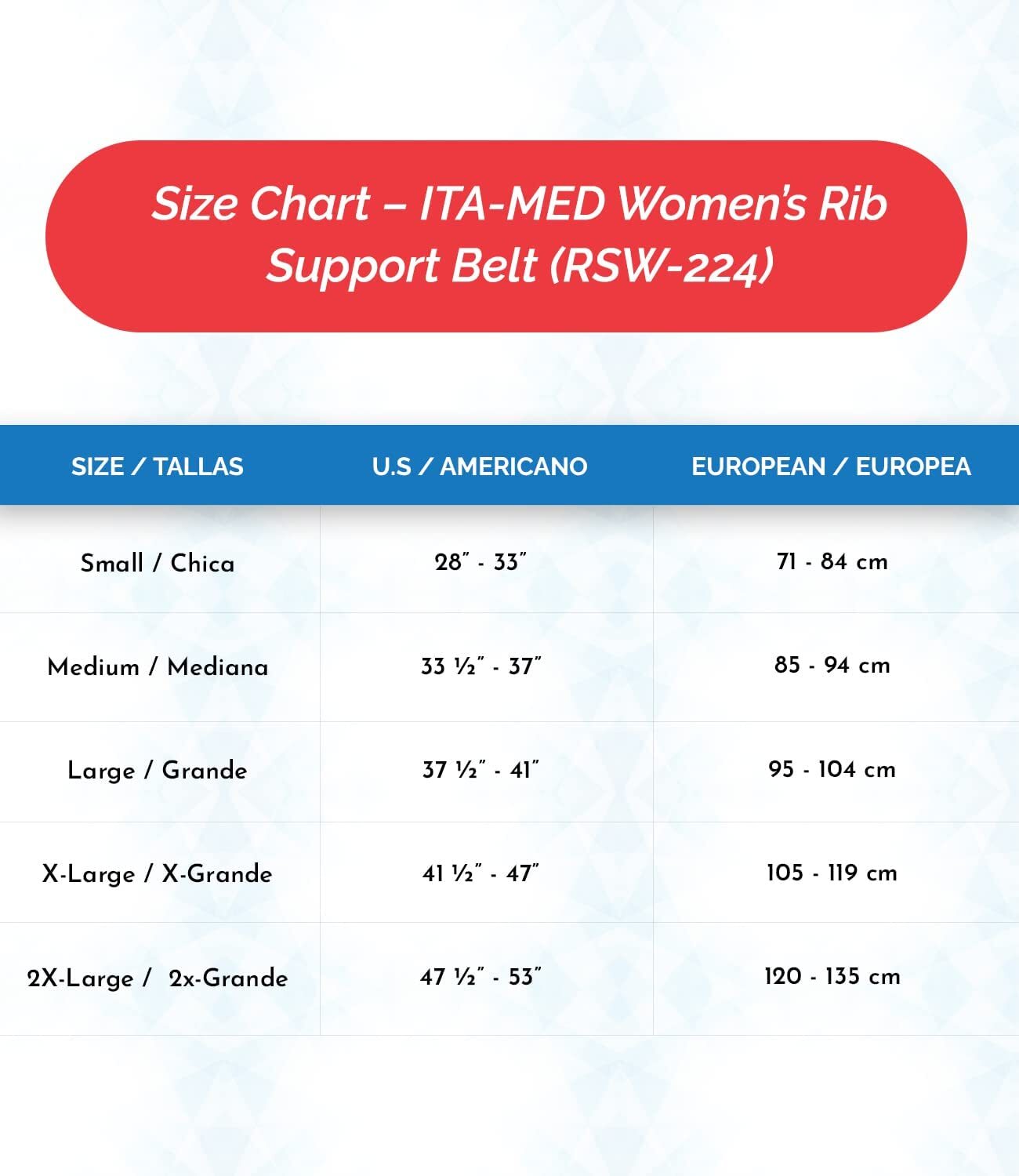 ITA-MED Elastic Rib Support For Women – 6″ Wide