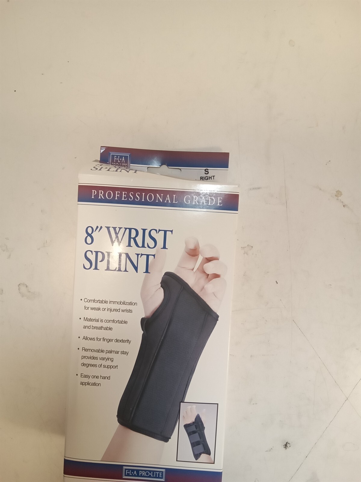 FLA 8″ Wrist Brace Immobilizer, Professional Grade, Black, Small