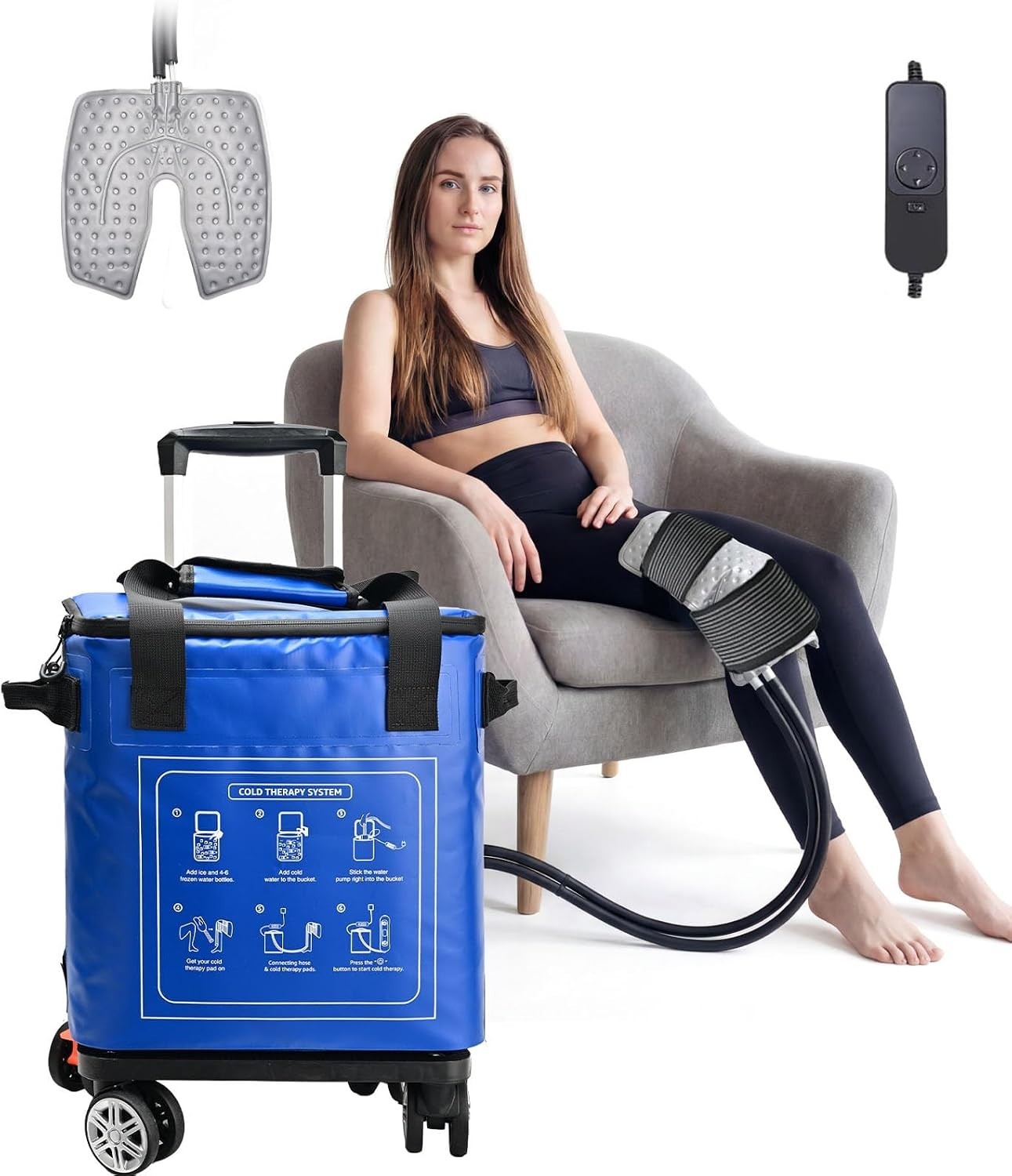 Cold Therapy Machine 19QT Knee Shoulder Hip Ankle Timer Remote Quiet Pump