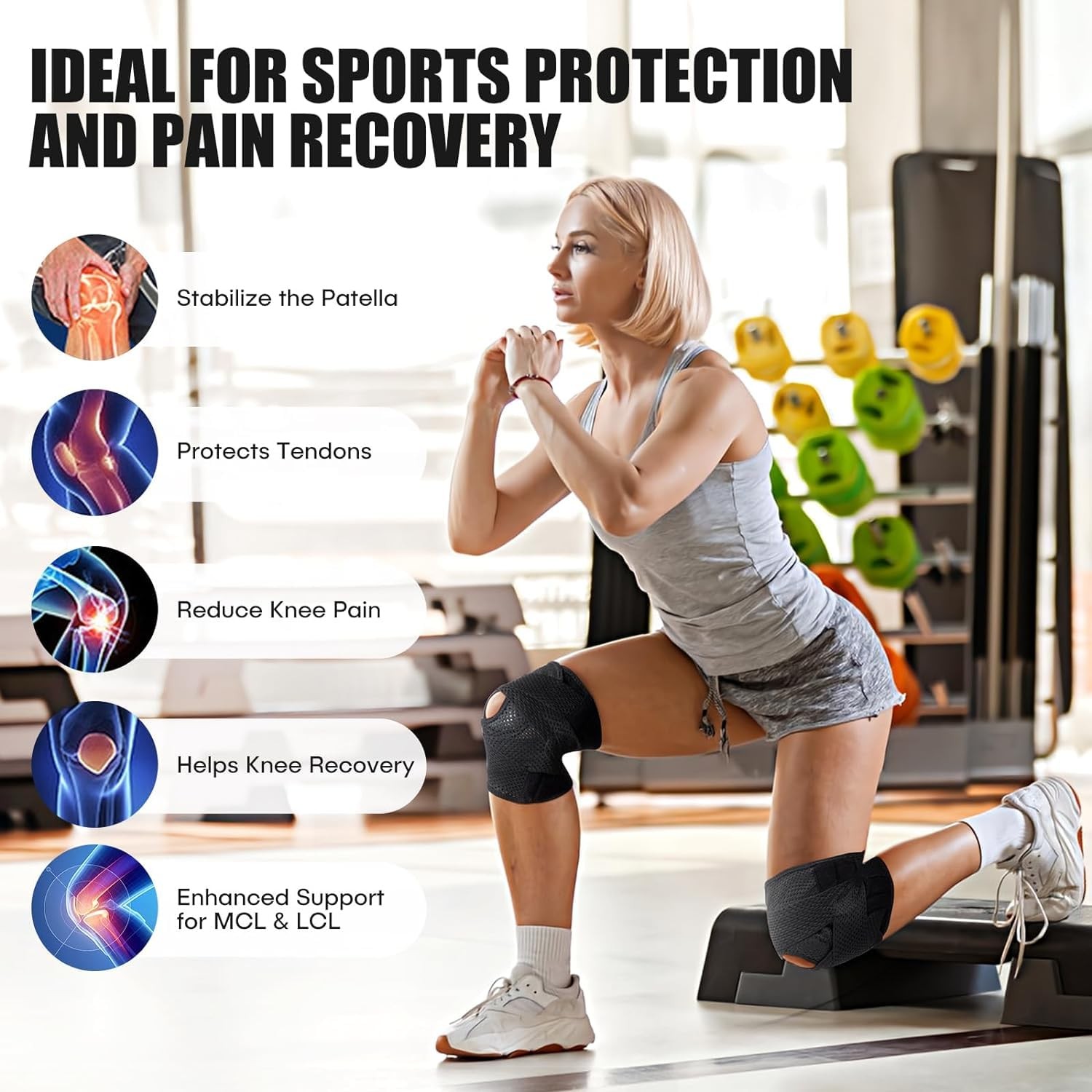 Knee Brace with Side Stabilizers, Professional Knee Compression Support Brace…