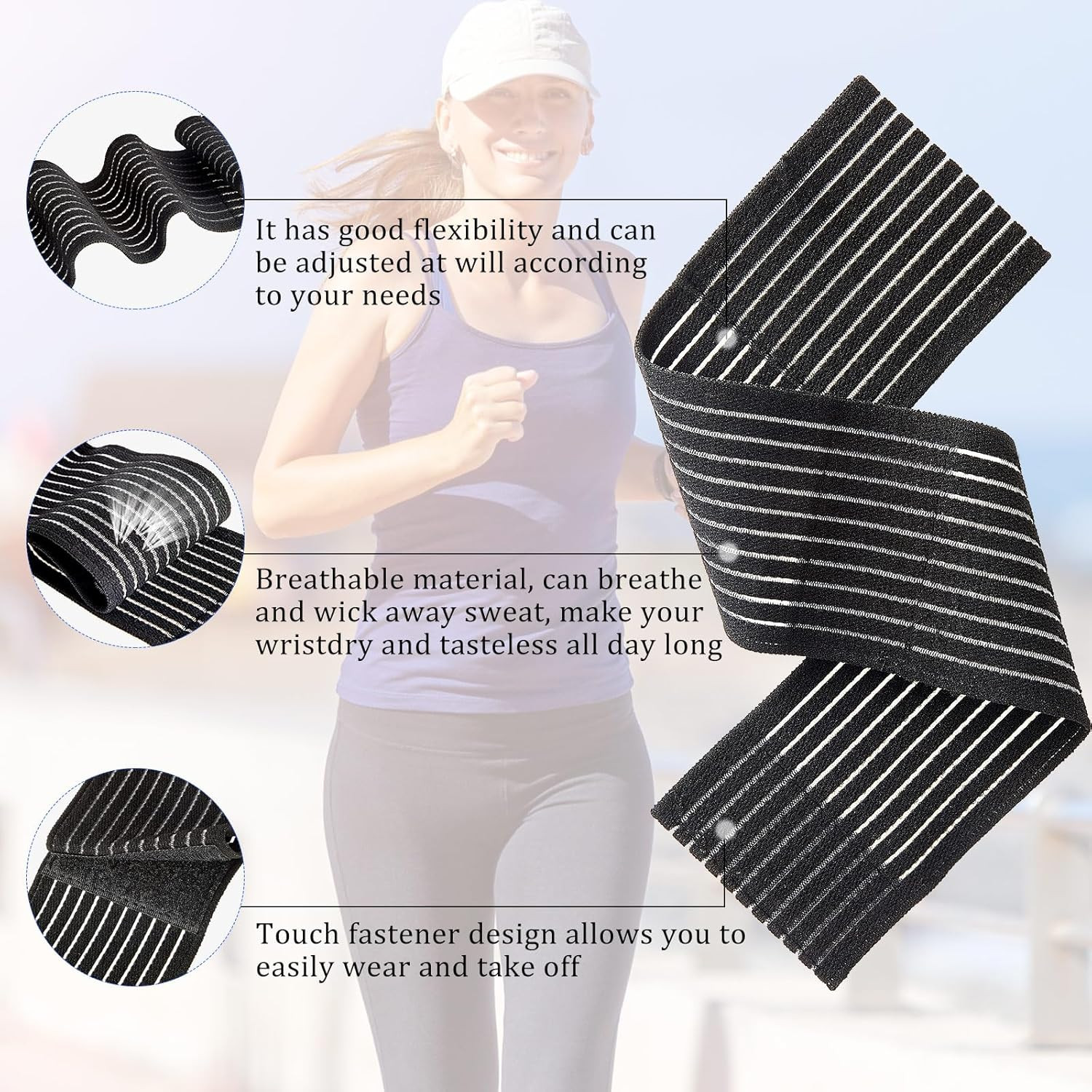 4 Pieces Wrist Brace Bands Wrist Compression Strap Tennis Support Wrap Adjustabl