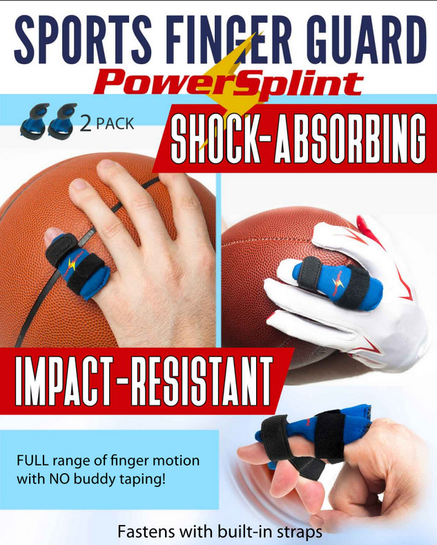 PowerSplint (2-Pack) Sports Finger Splint Guard: Impact-resistant, flexible