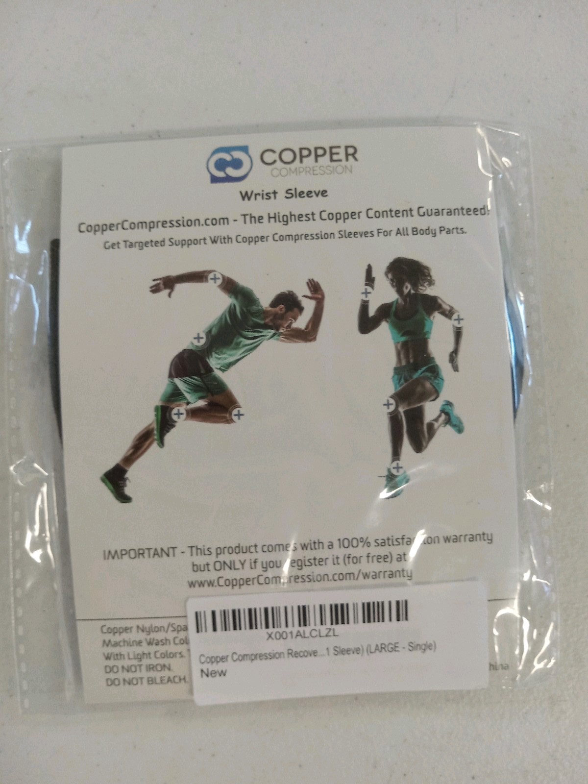 Copper Compression Wrist Sleeve Black L 1 SLEEVE