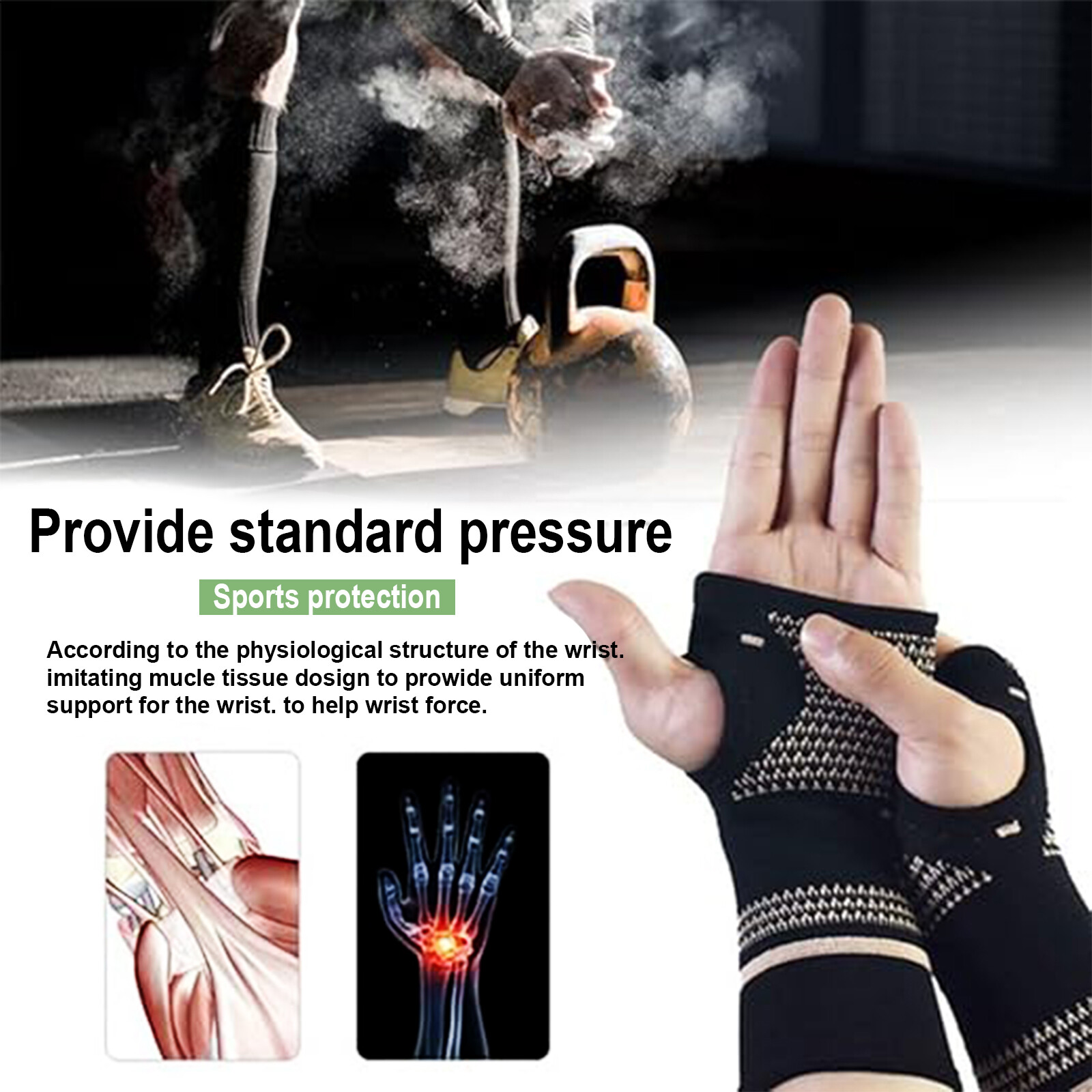 Single Copper Wrist Compression Glove Hand Support Pain Relief Joint Self Care