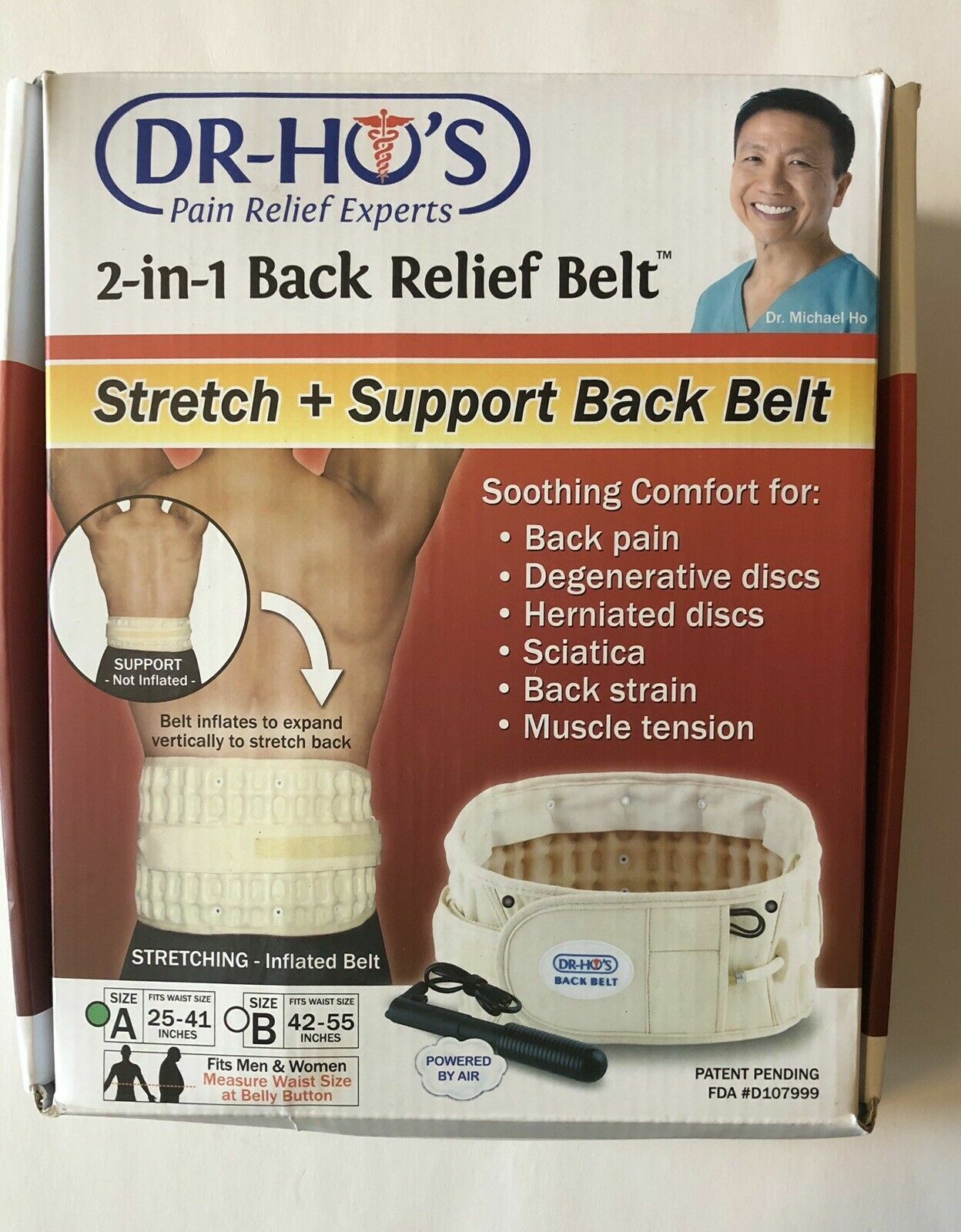 Dr Ho’s 2-in-1 Stretch and Support Back Relief Belt Accessories CD Pump 25-41