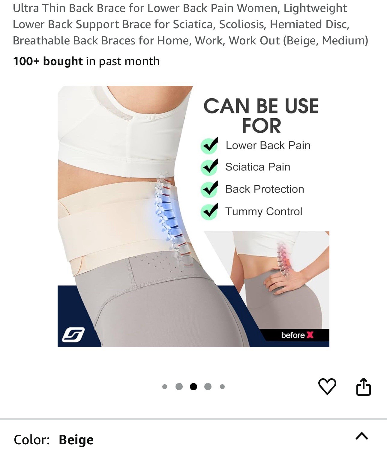 Ultra Thin Back Brace for Lower Back Pain Women Lightweight Lower Back Suppor…