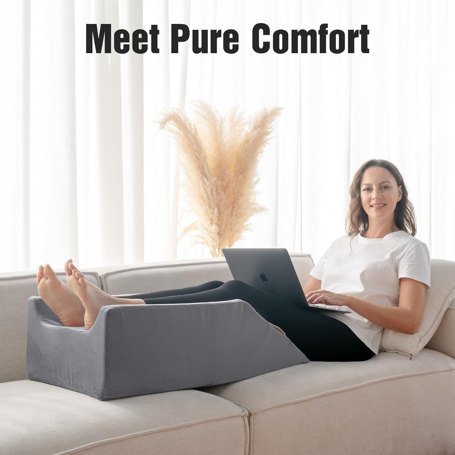 Post-Surgery Wedge Pillow for Leg Elevation, Memory Foam, Reduces Swelling