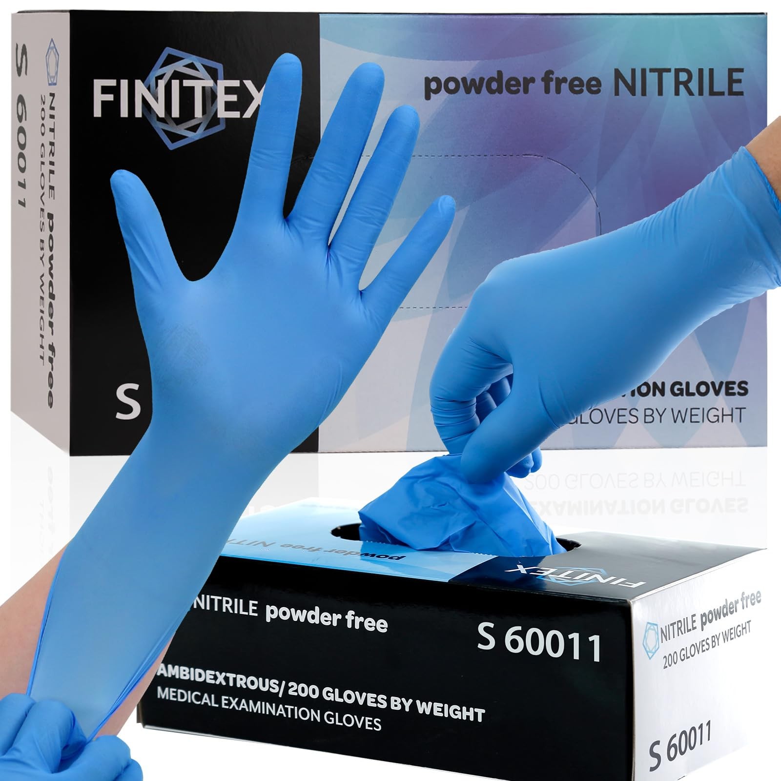 FINITEX Blue Disposable Nitrile Exam Gloves – 200 Medium (Pack of 200),