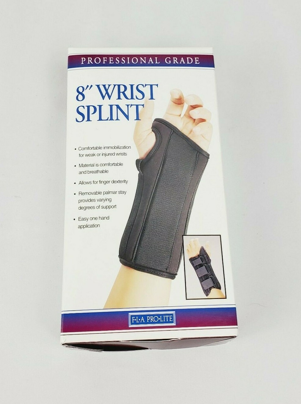 FLA Orthopedics ProLite Stabilizing LEFT Wrist Brace Splint – X-Large – Black