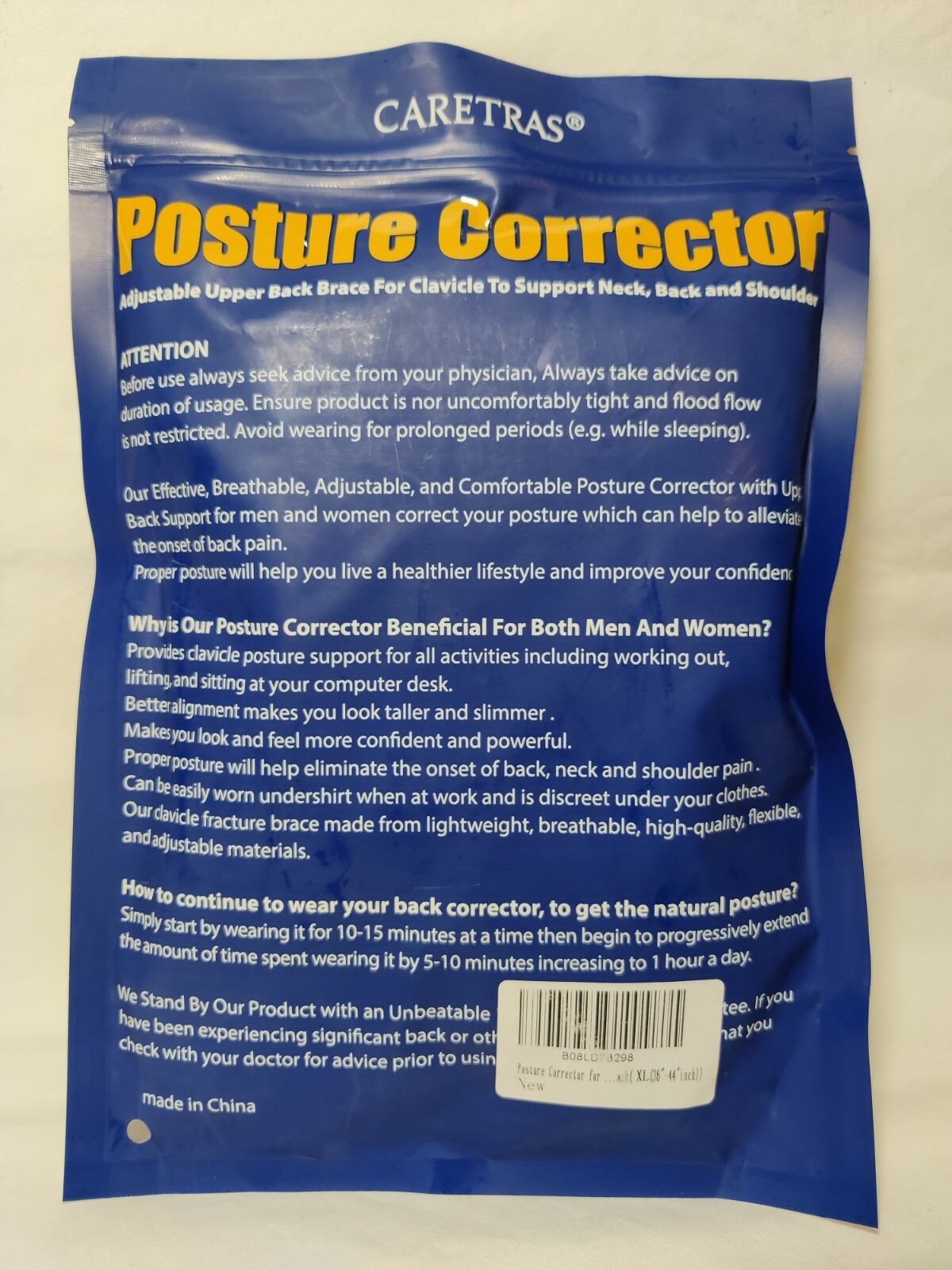 Posture Corrector CARETRAS, Adjustable Upper Support Back Shoulder Brace 36″-44″