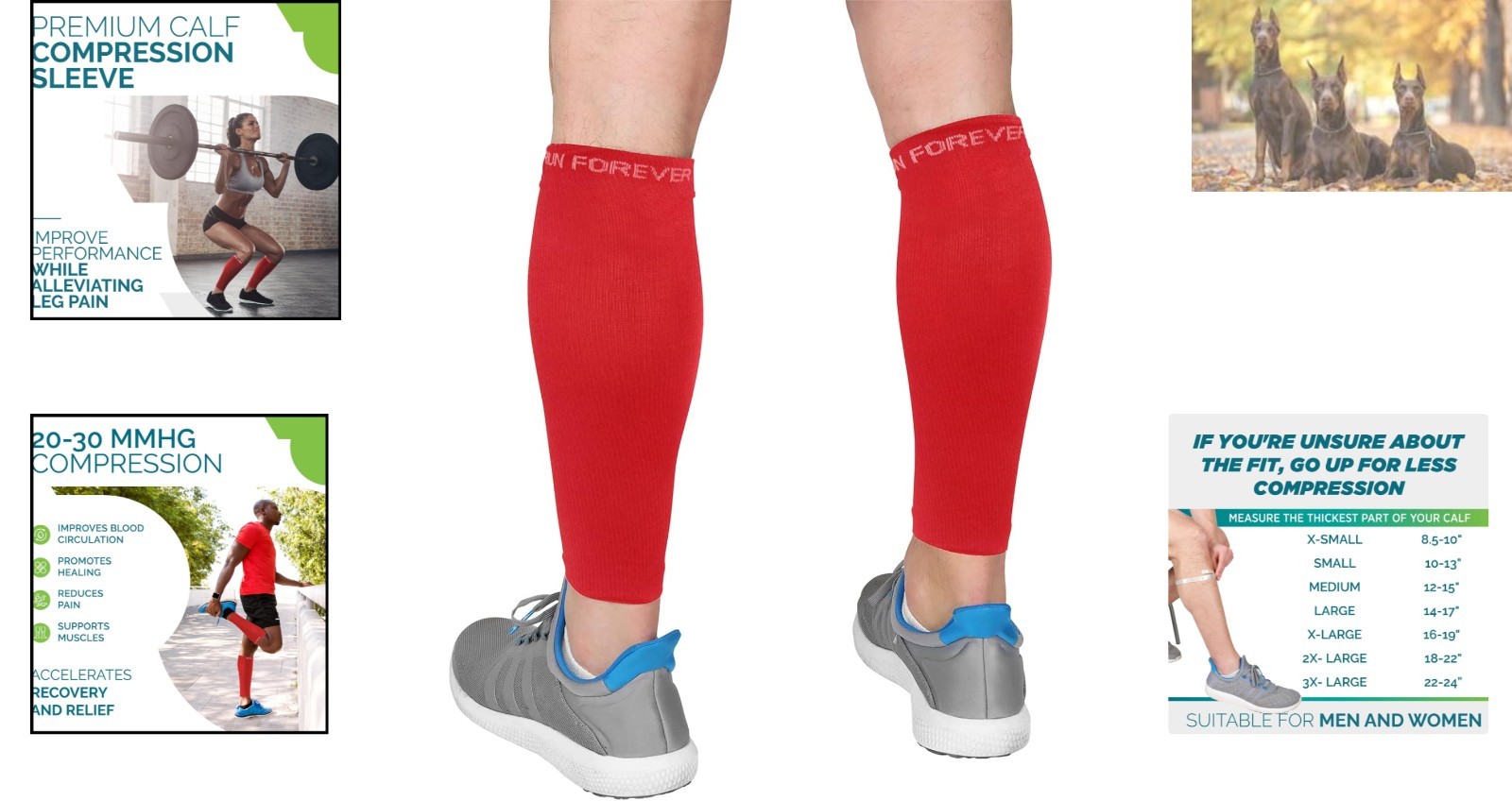 Comfortable Red Calf Compression Sleeves | 20-30 mmHg for Shin Splint Relief