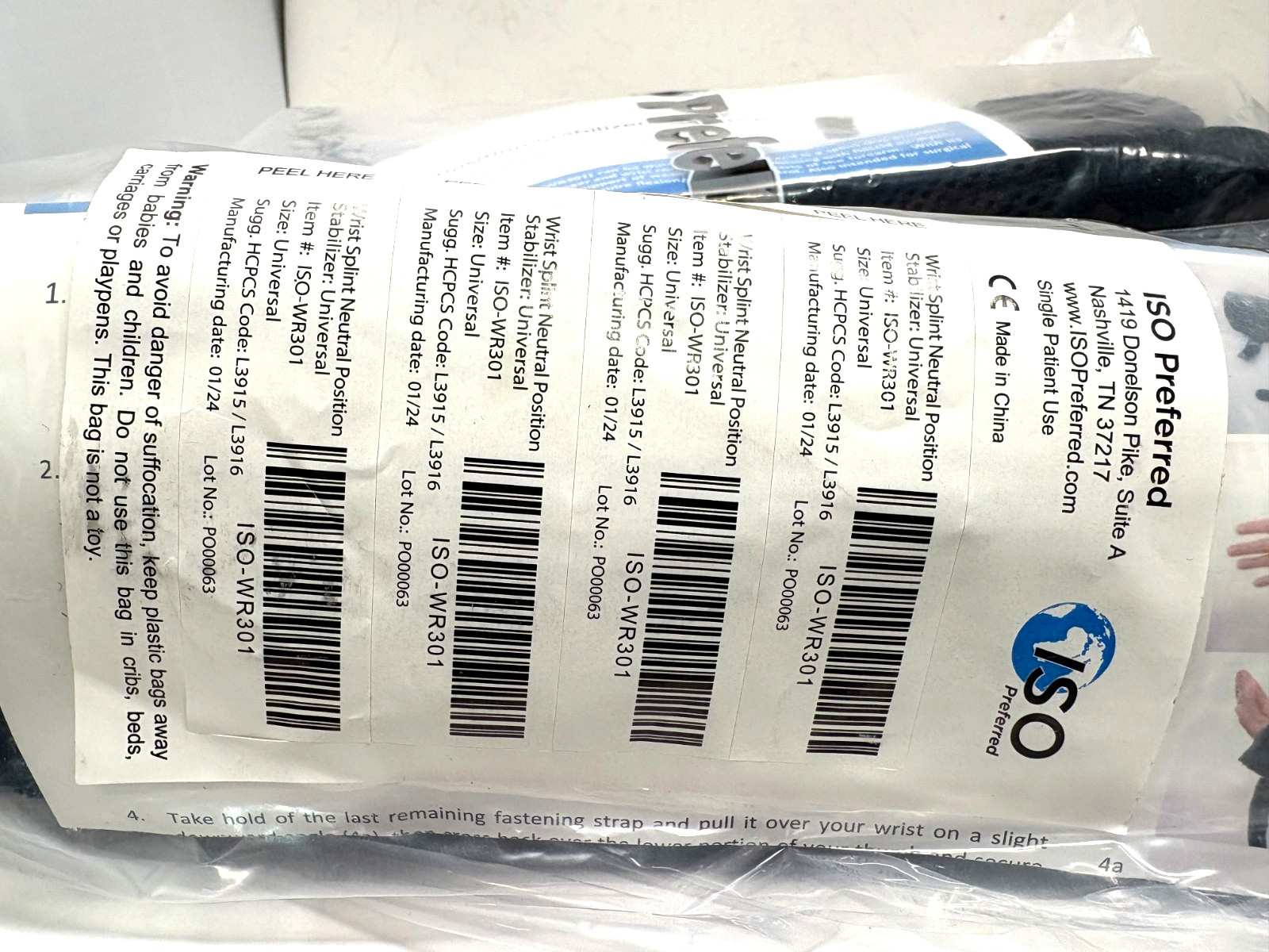 “2”-ISO Preferred Wrist Splints Neut. Pos. R/L Univ Stabilizer Brace ISO-WR301