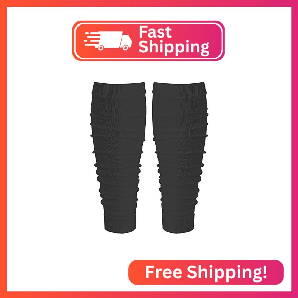 QEES Black Football Scrunch Leg Sleeves for Men Women,Calf Leg Compression Sleev