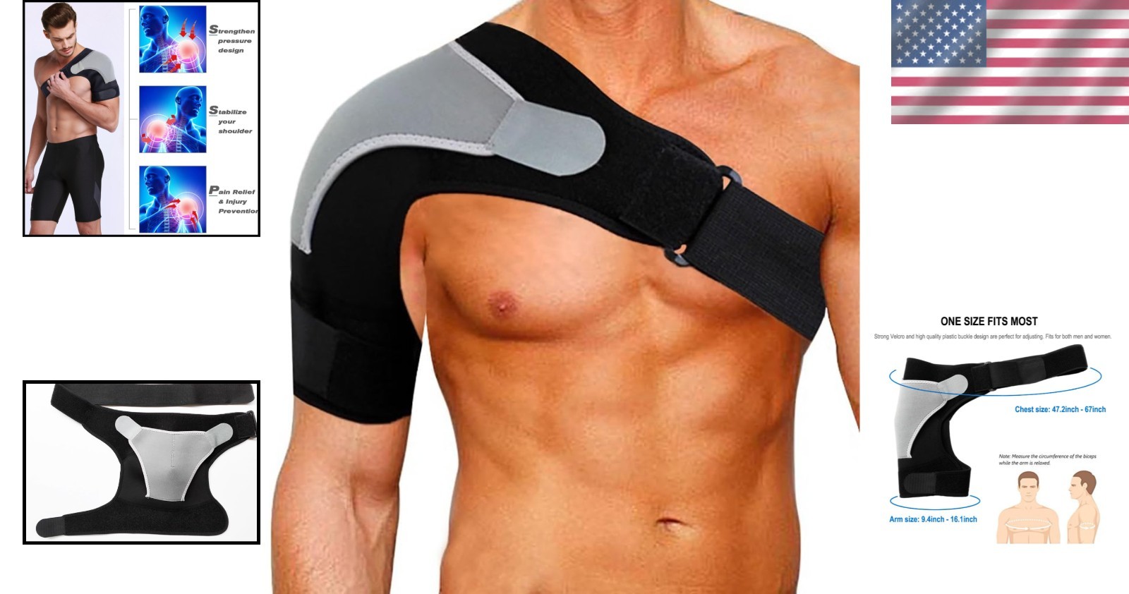 Versatile Adjustable Shoulder Brace for Right/Left Side and Injury Prevention
