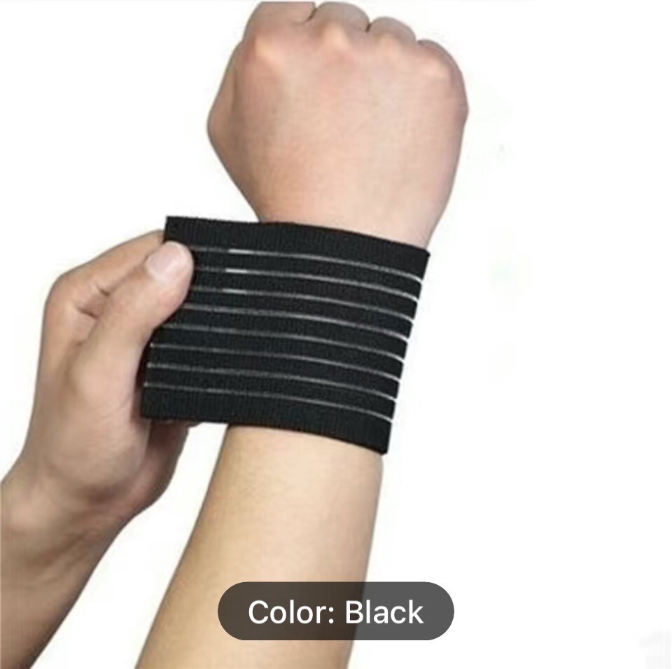 Pair Of Sports Wrist Band Brace Wrap Adjustable Support Gym.