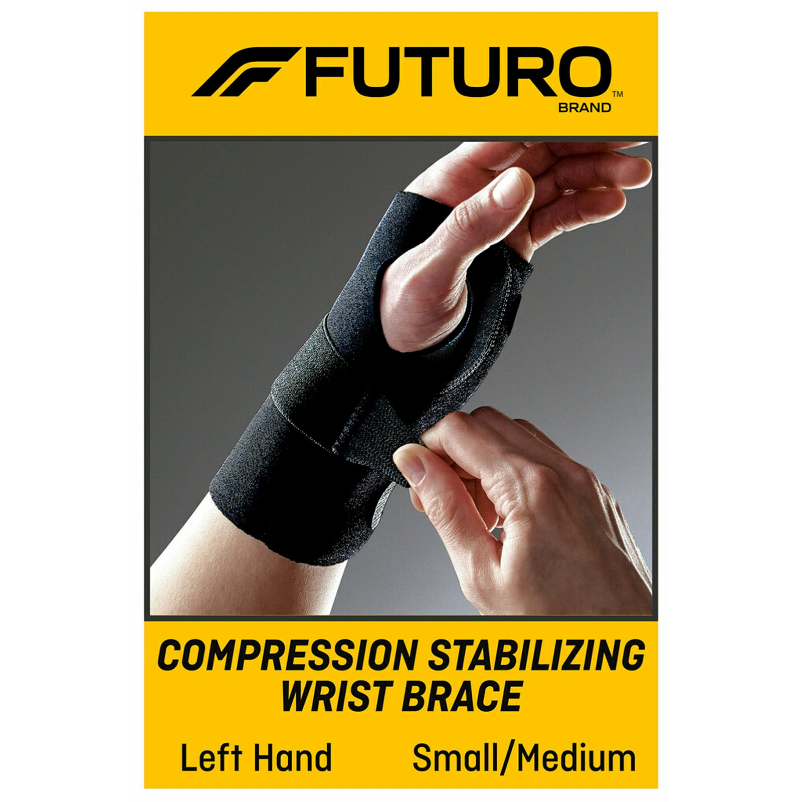 Black Orthopedic Brace for Left or Right Hand Moderate Support Adjustable Fit