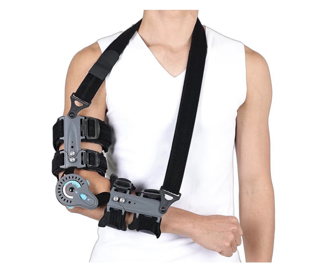 Hinged Elbow Brace,Adjustable Left with Sling Stabilizer Splint Arm Injury Recov