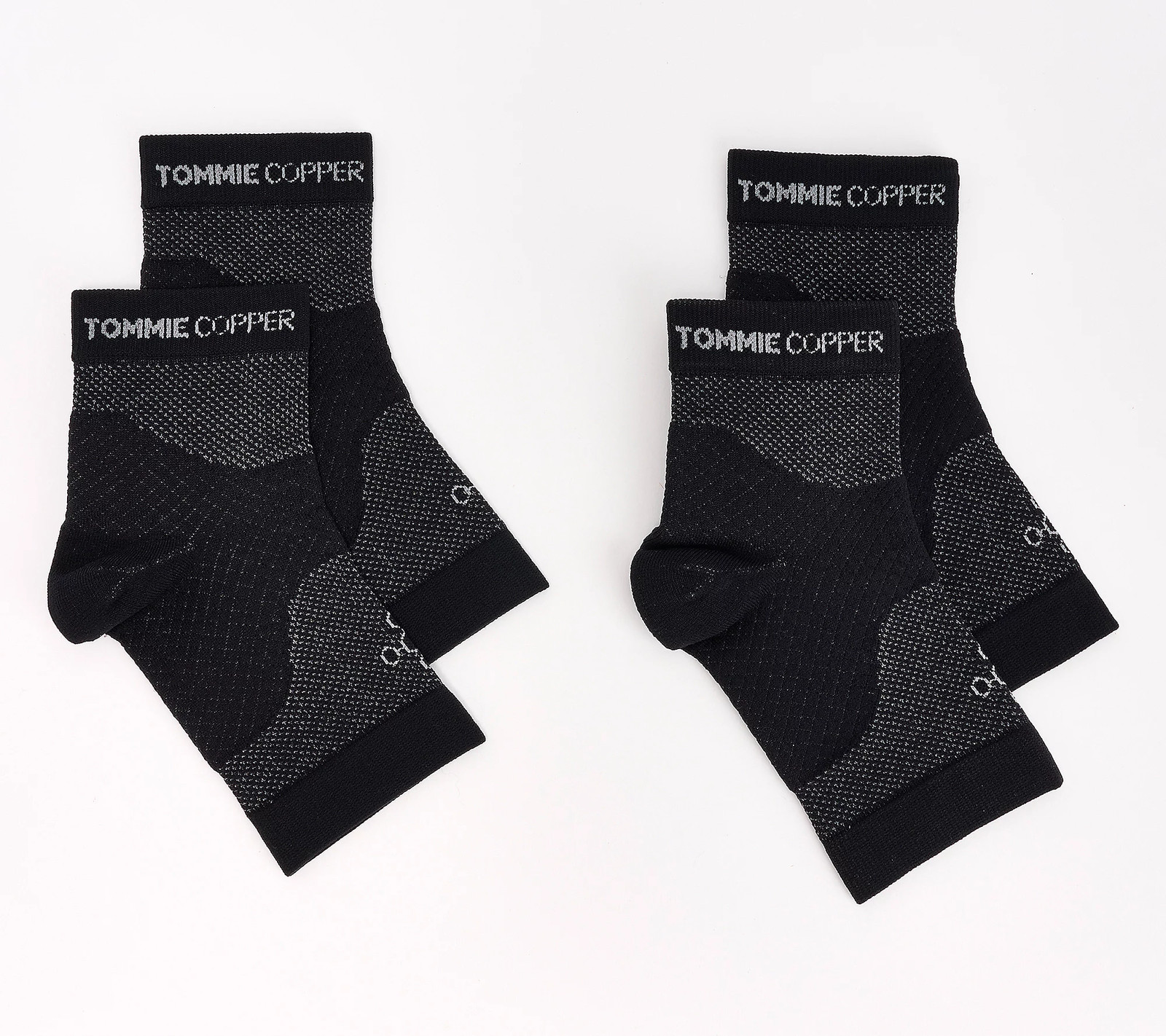 Tommie Copper 2 Pack Heel and Arch Compression Sleeves – Black Medium