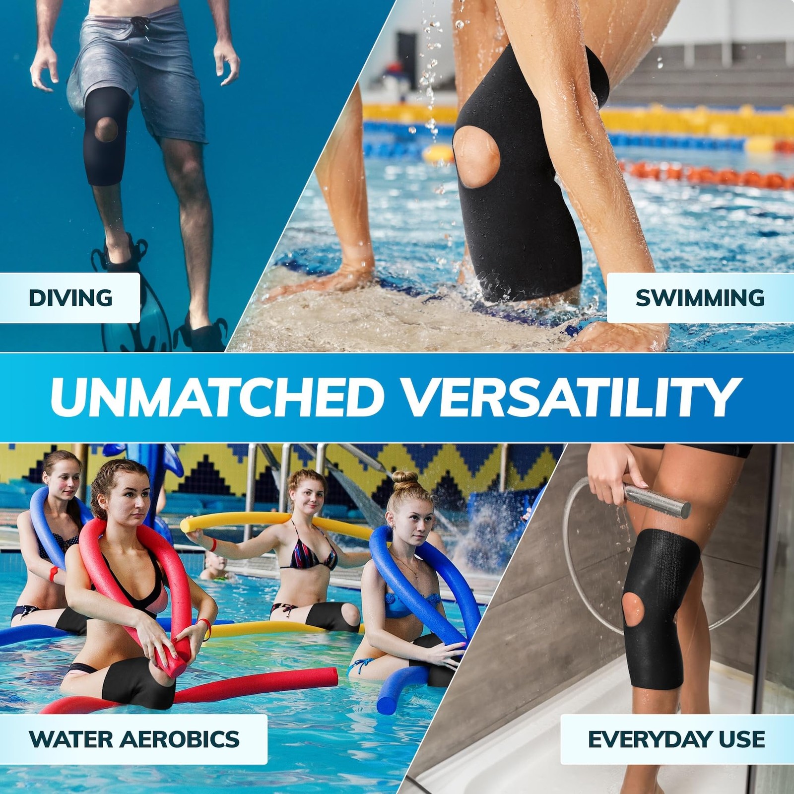 Open Patella/Open Back Neoprene Knee Sleeve | Water-Resistant Athletic Compre…
