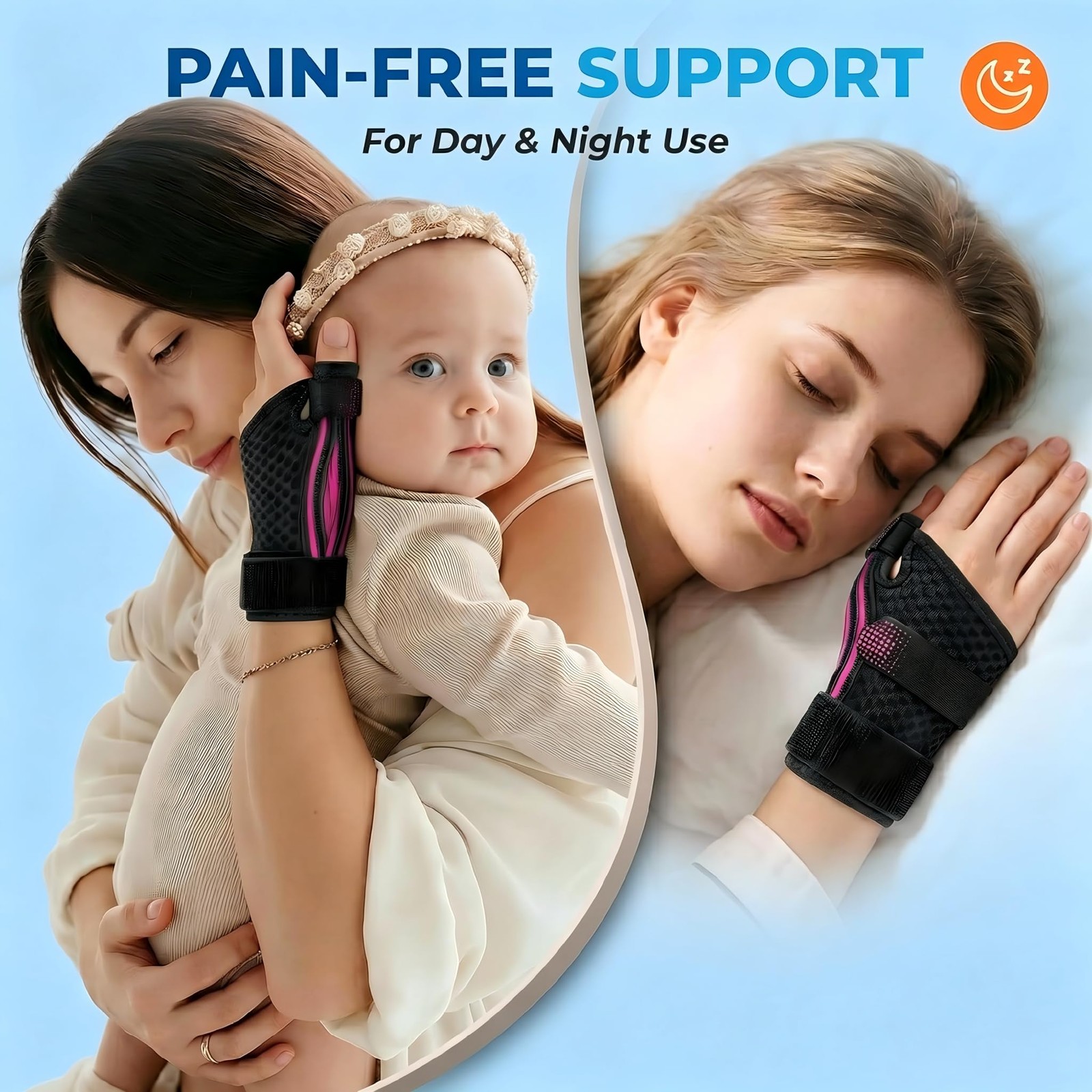 FITSOON Professional-Grade Thumb Support Brace Breathable Spica Pink