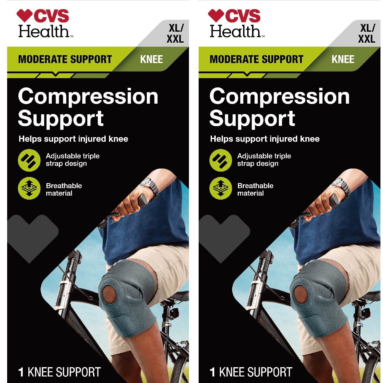 CVS Health Adjustable Compression Knee Support XL/XXL (LOT of 2)