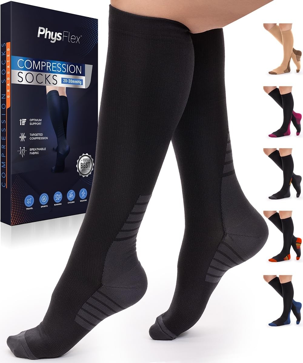 Compression Socks 20~30 mmHg for Men & Women, Travel, Nurses, Sports