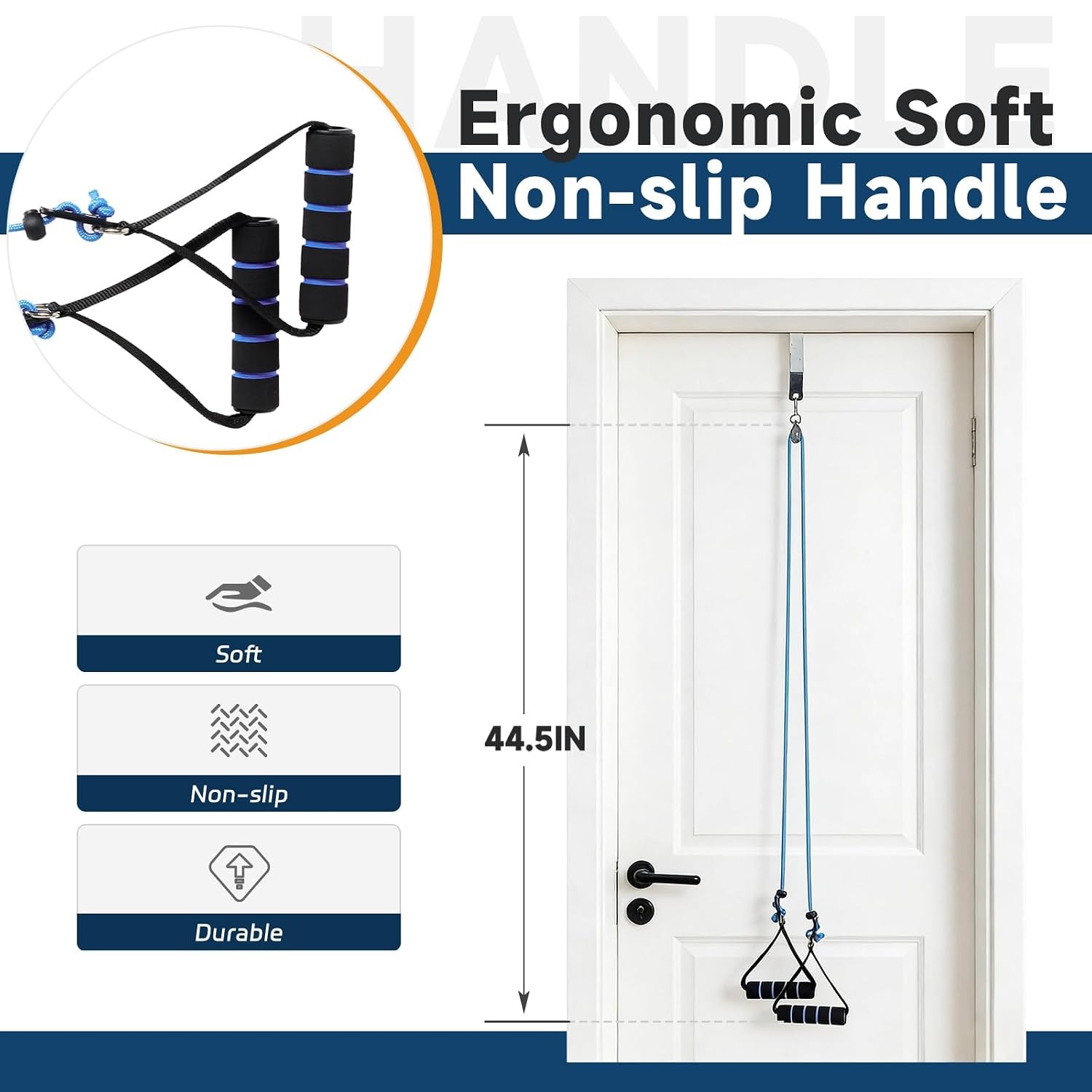 Shoulder Pulley System Physical Therapy Equipment Over the Door Blue