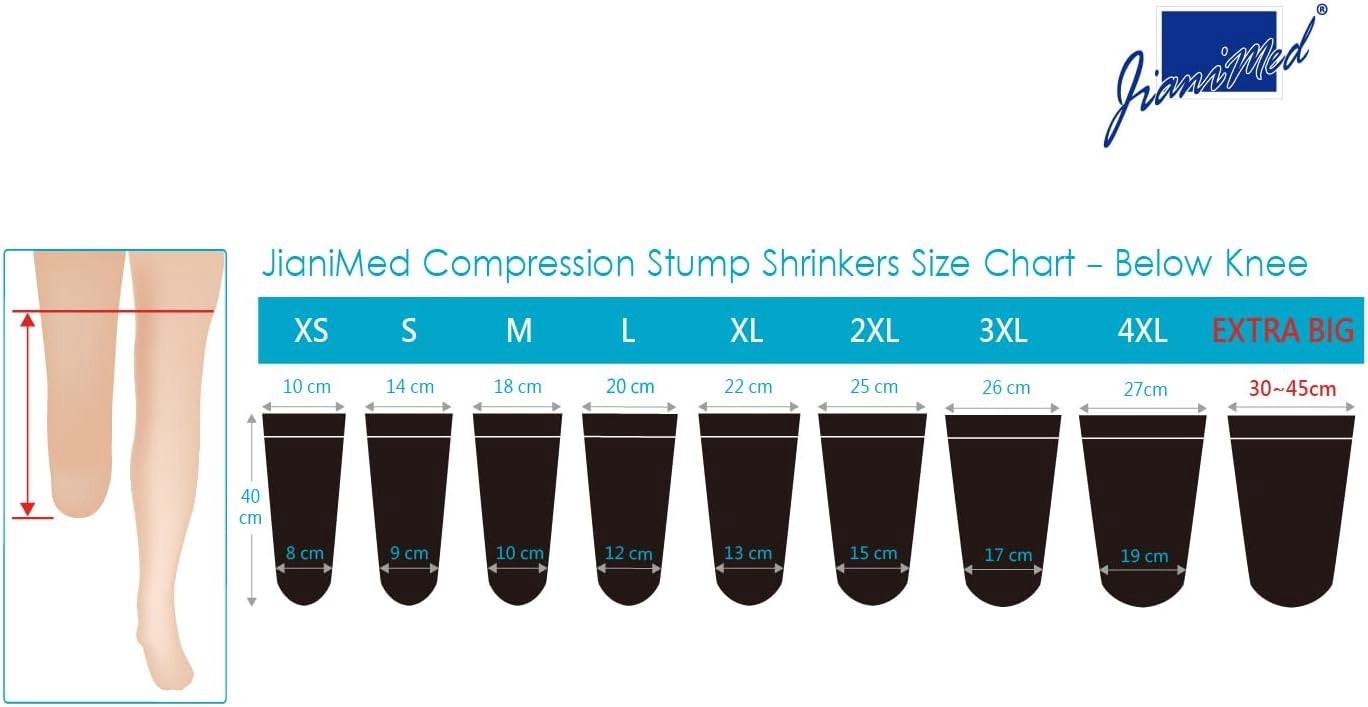 Prosthetic Stump Shrinkers–Below Knee, 40cm, Compression, 20-30, Amputee 1440G