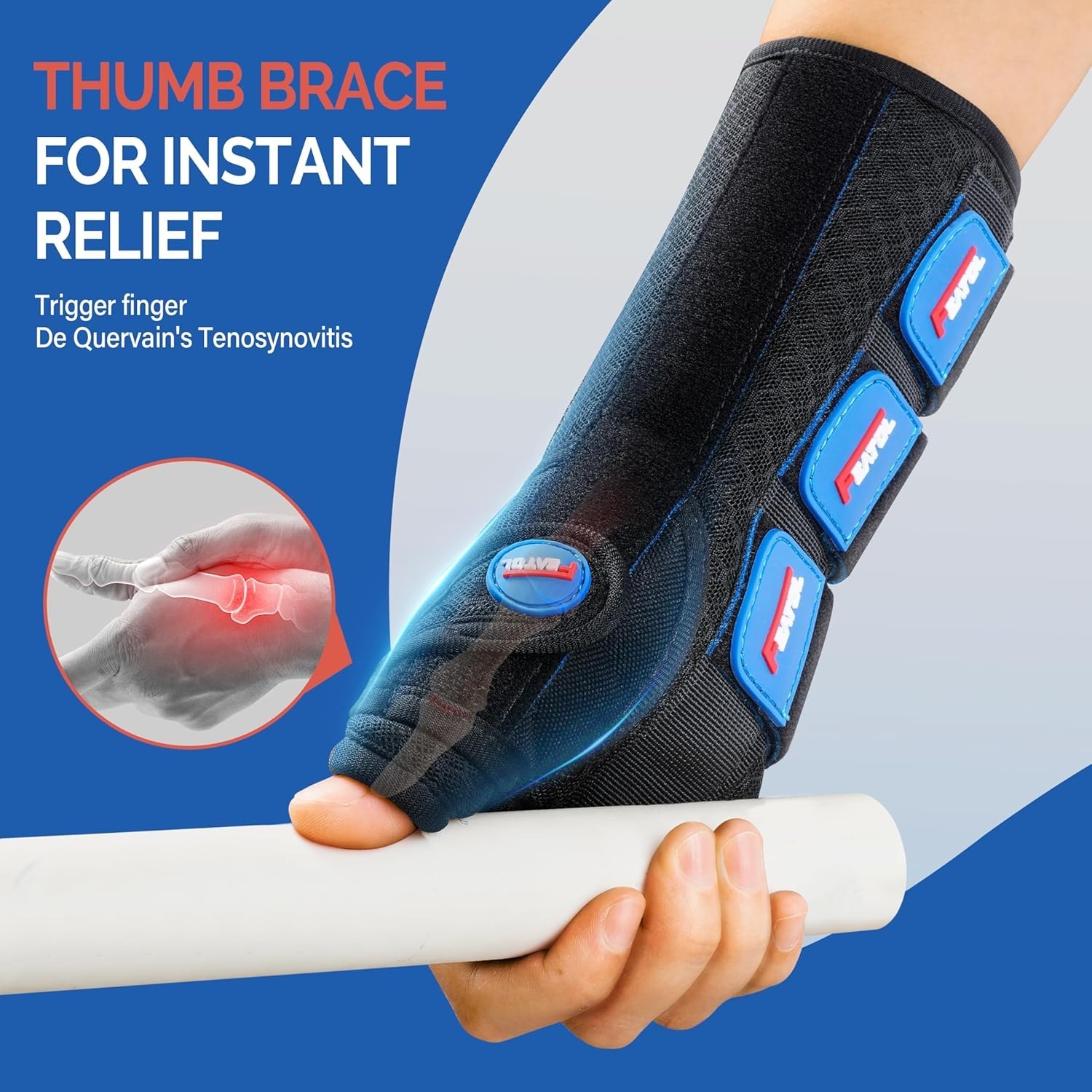 FEATOL Carpal Tunnel Wrist Brace Night Support Thumb Spica Splint Left Hand blac