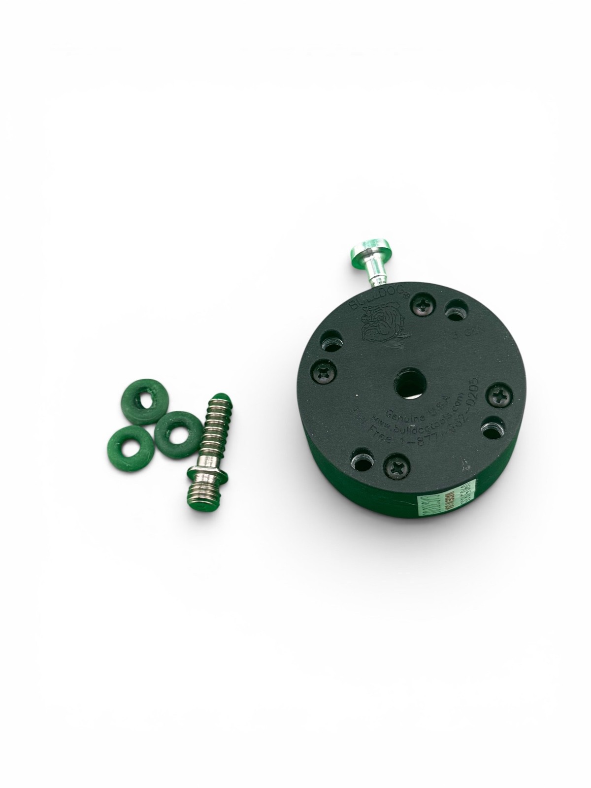 Bulldog lock with pin and green bumpers