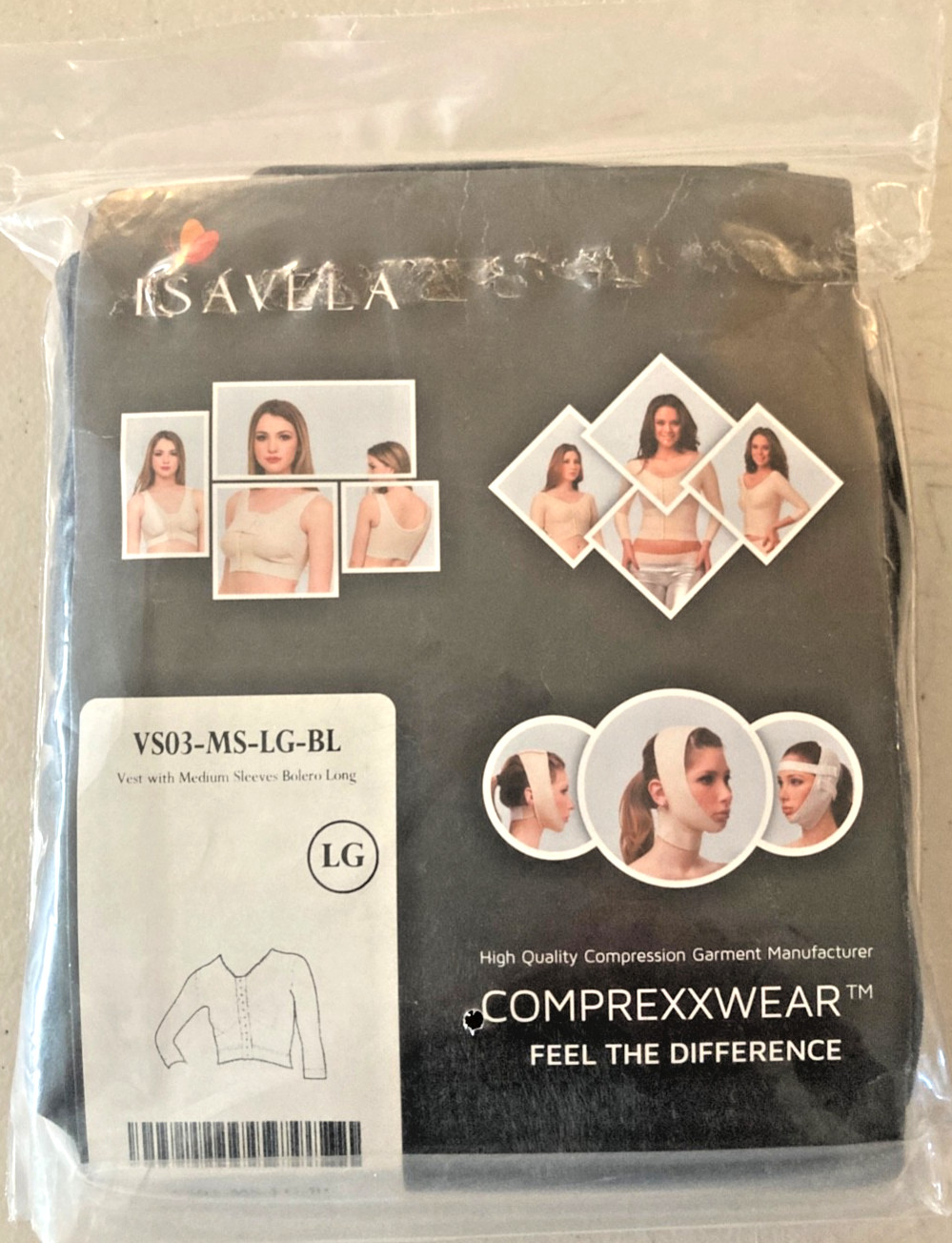 Isavela VS03-MS Compressionwear Vest with Medium Sleeves Bolero Length
