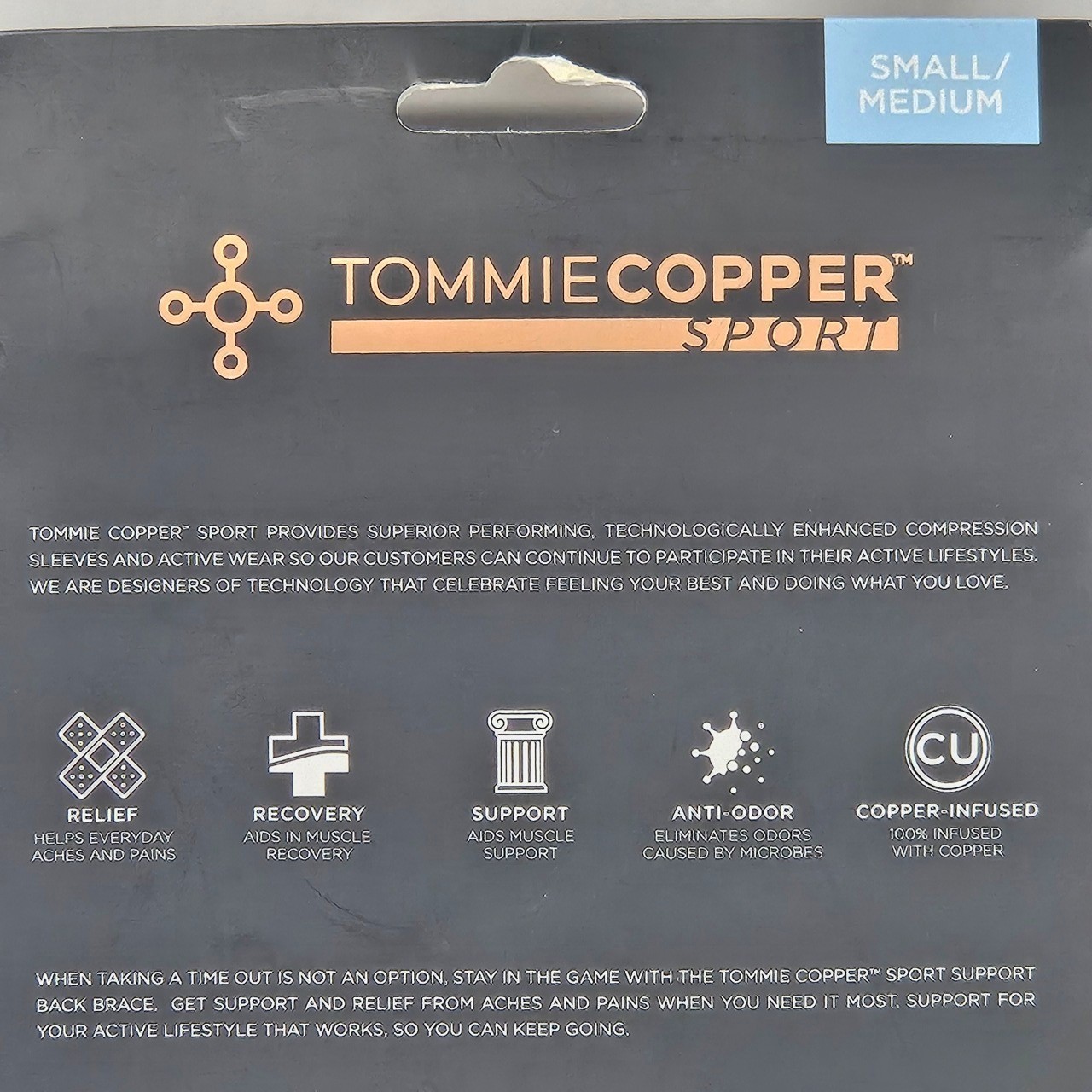 Tommie Copper Sport Support Back Wrap Small Medium Copper Infused Anti Odor