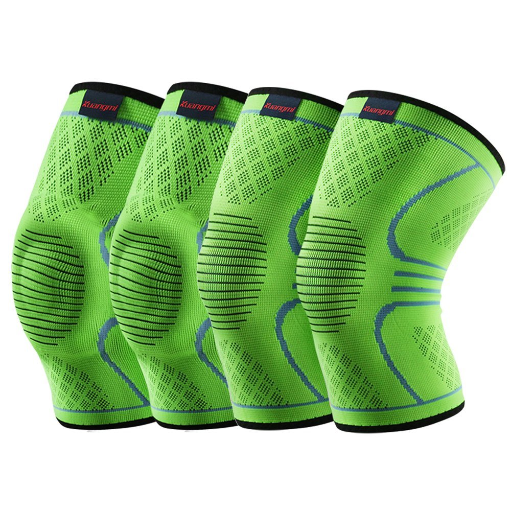 1PC Kuangmi Knee Sleeve Compression Brace Breathable Sports Support Green